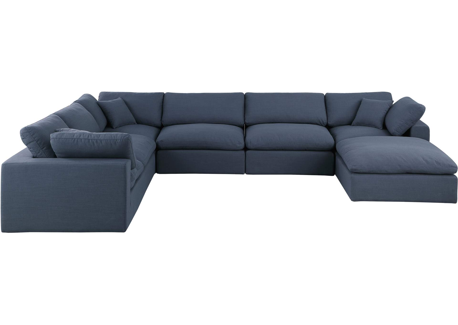 Comfy Navy Linen Textured Fabric Modular Sectional,Meridian Furniture