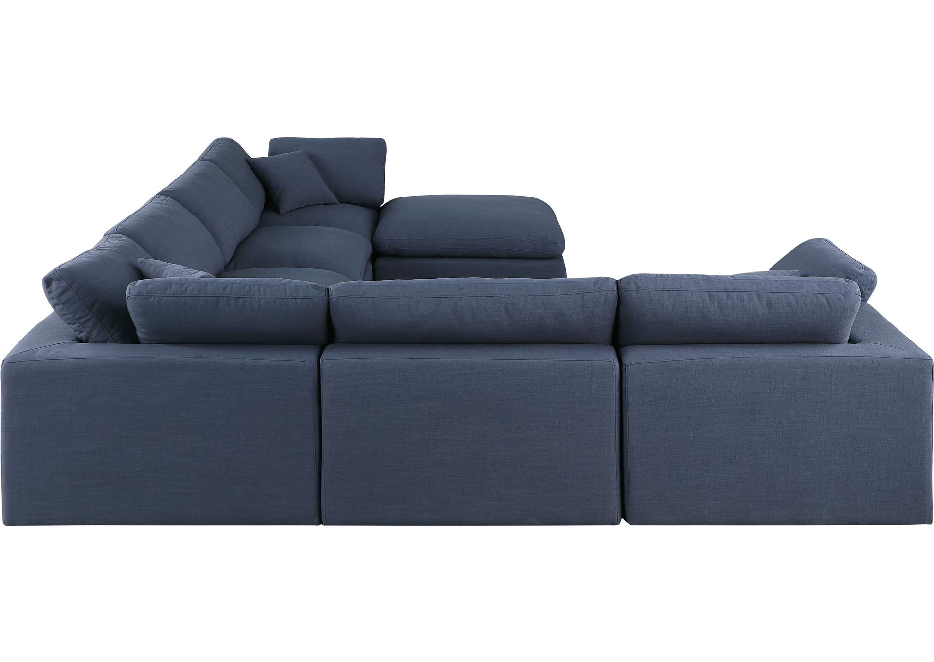 Comfy Navy Linen Textured Fabric Modular Sectional,Meridian Furniture