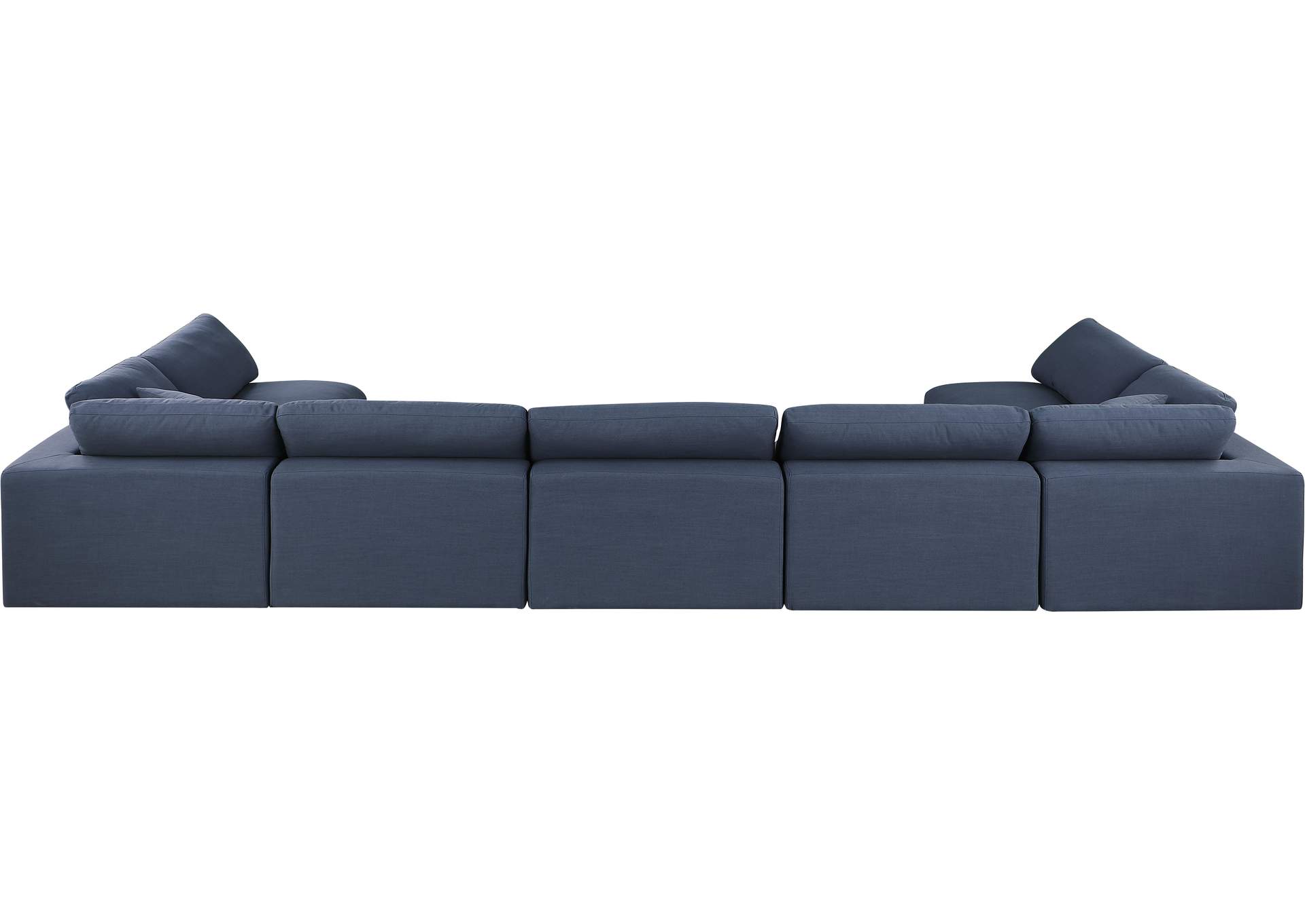 Comfy Navy Linen Textured Fabric Modular Sectional,Meridian Furniture