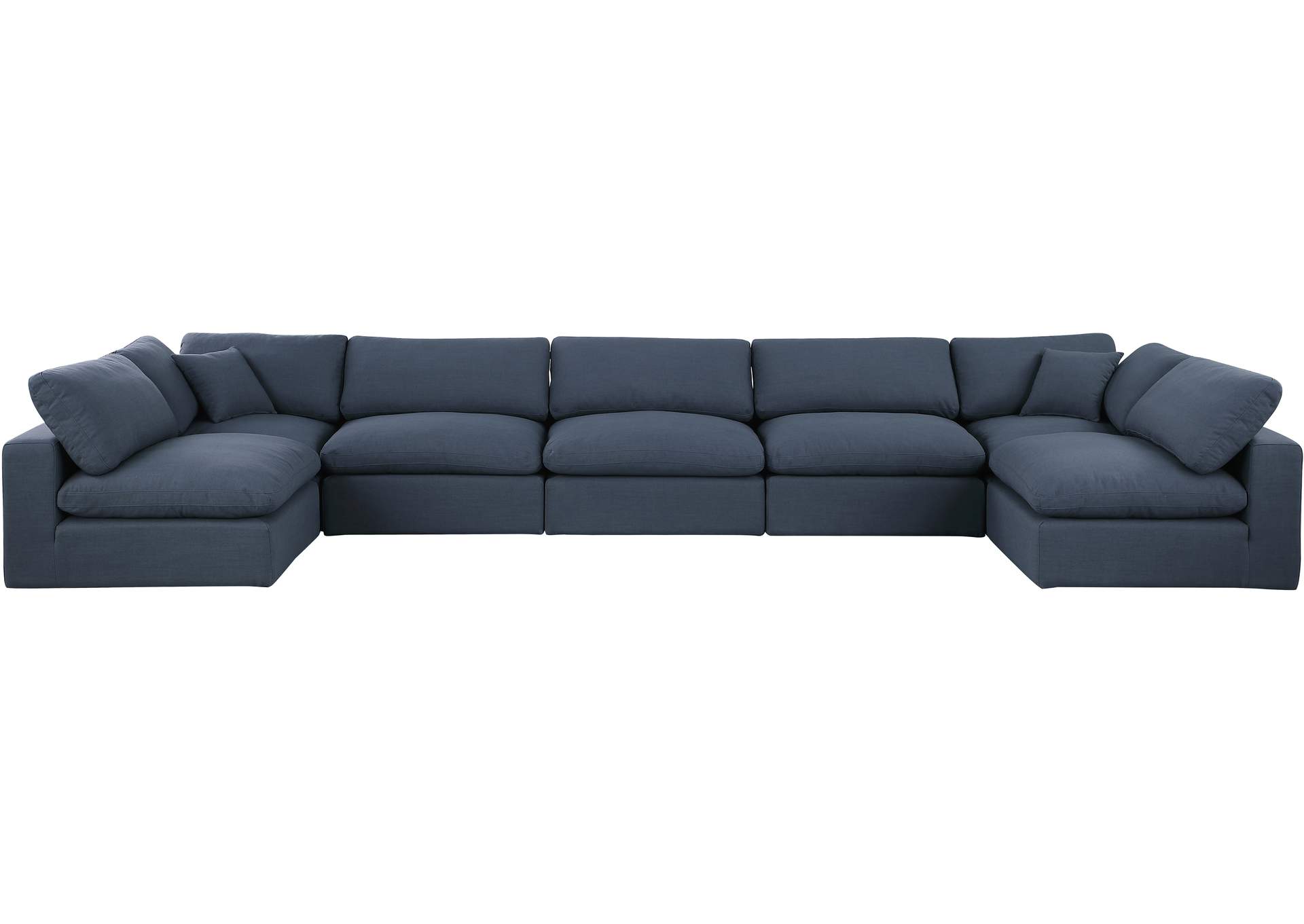 Comfy Navy Linen Textured Fabric Modular Sectional,Meridian Furniture