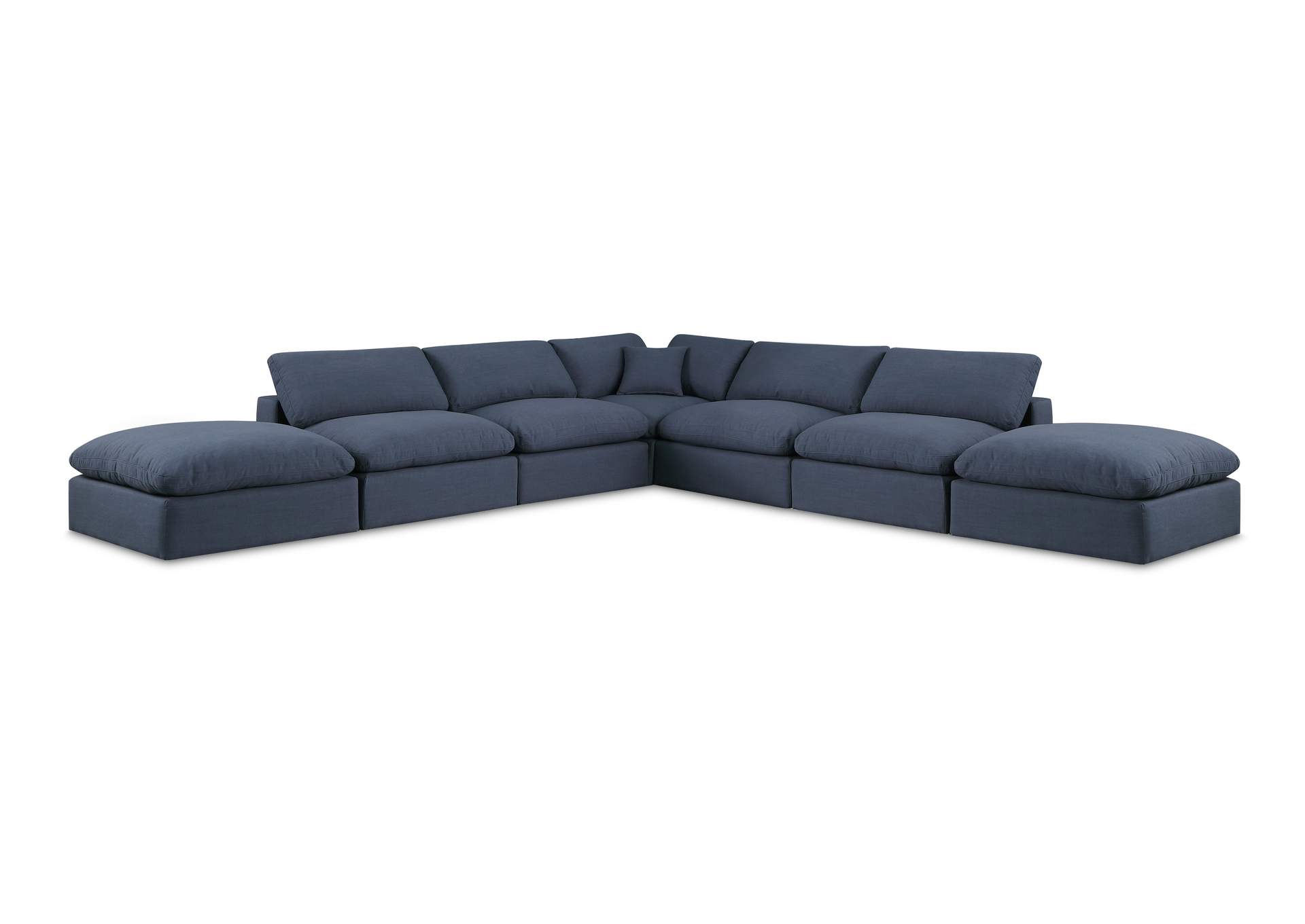 Comfy Navy Linen Textured Fabric Modular Sectional,Meridian Furniture