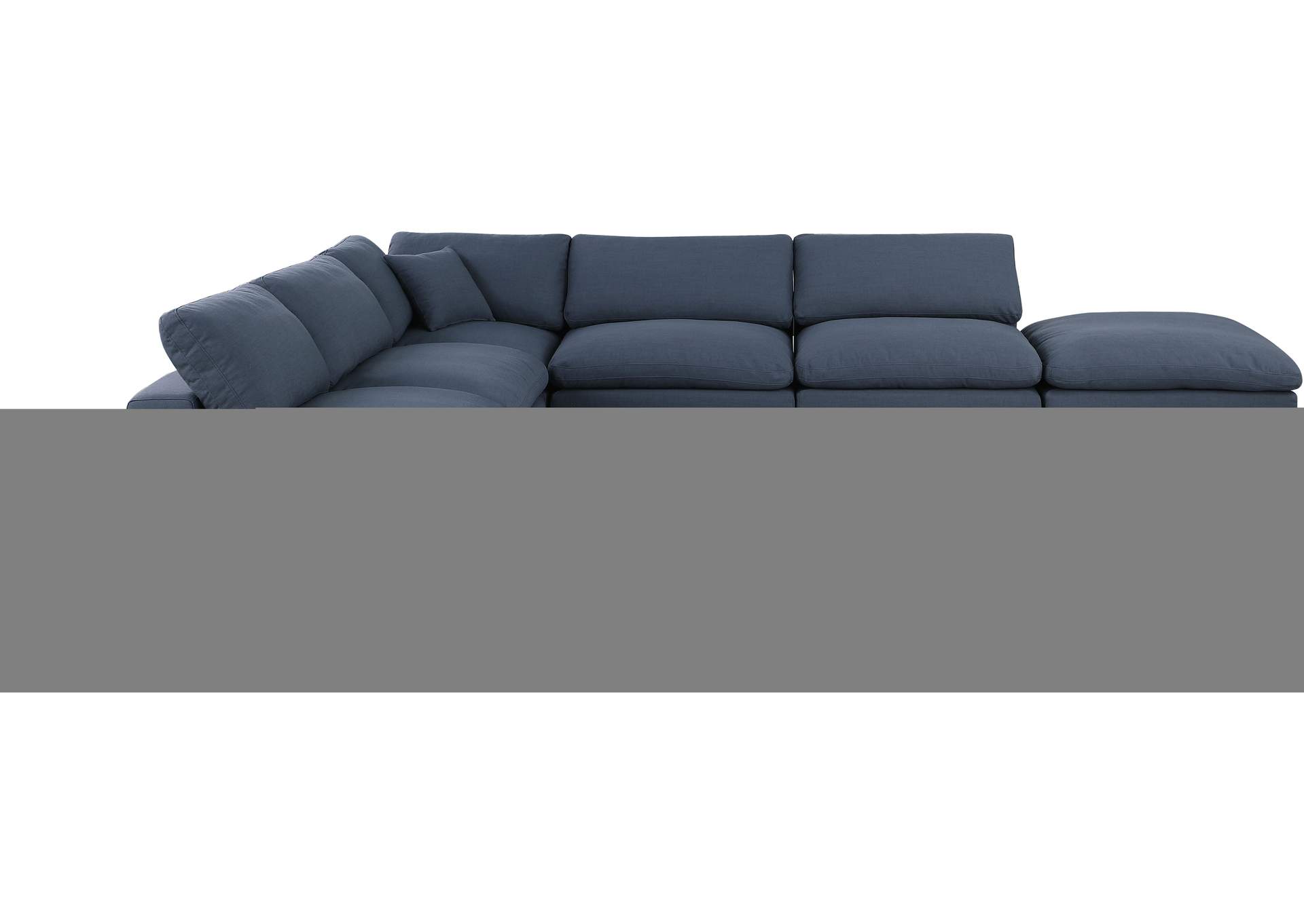 Comfy Navy Linen Textured Fabric Modular Sectional,Meridian Furniture