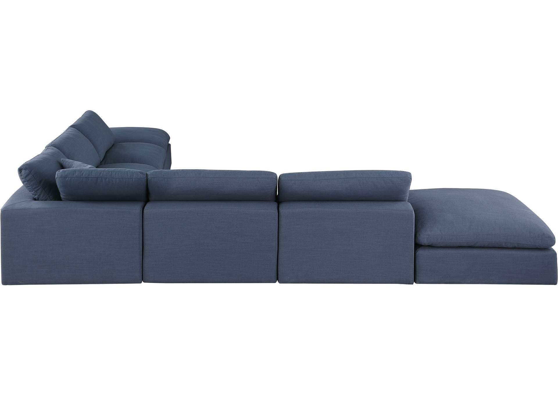 Comfy Navy Linen Textured Fabric Modular Sectional,Meridian Furniture