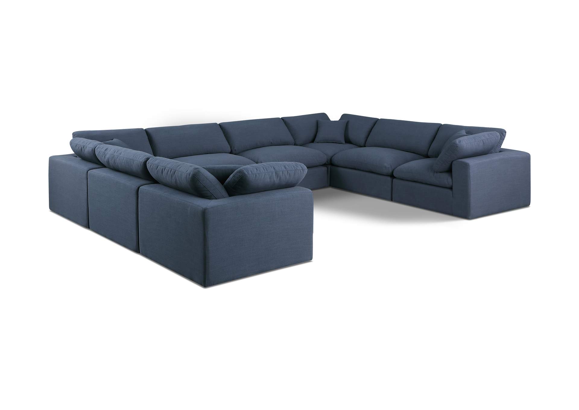 Comfy Navy Linen Textured Fabric Modular Sectional,Meridian Furniture