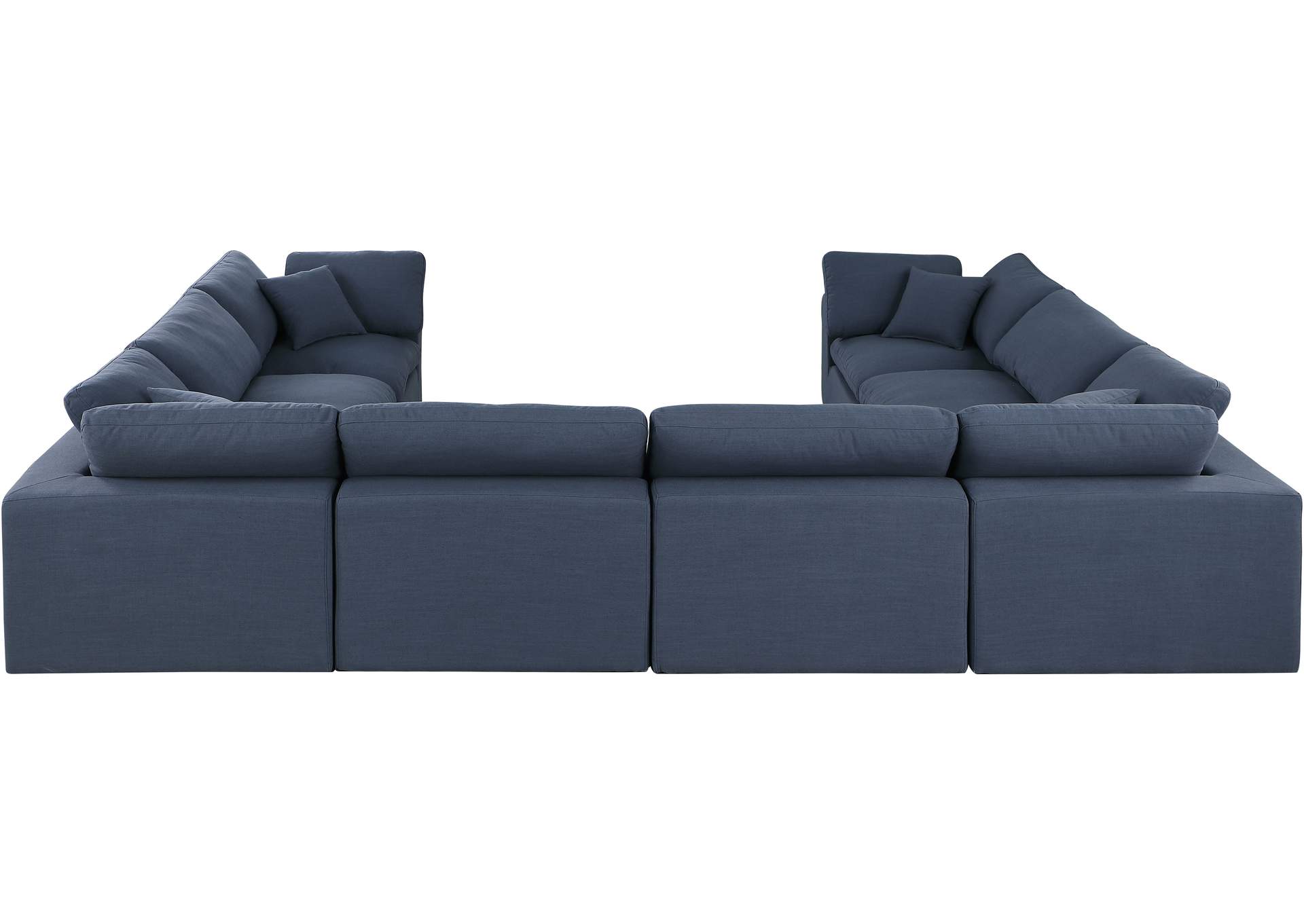 Comfy Navy Linen Textured Fabric Modular Sectional,Meridian Furniture