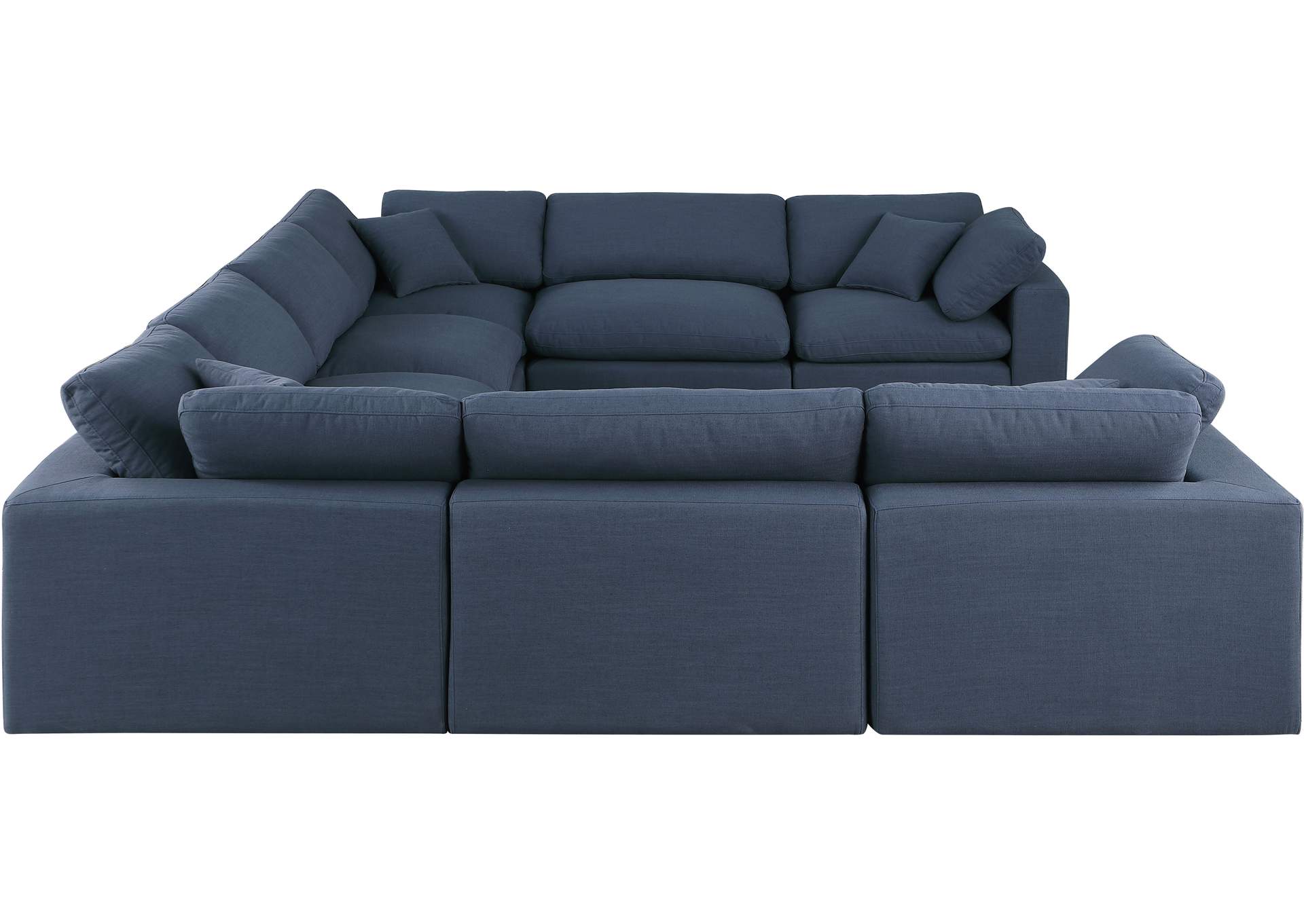 Comfy Navy Linen Textured Fabric Modular Sectional,Meridian Furniture