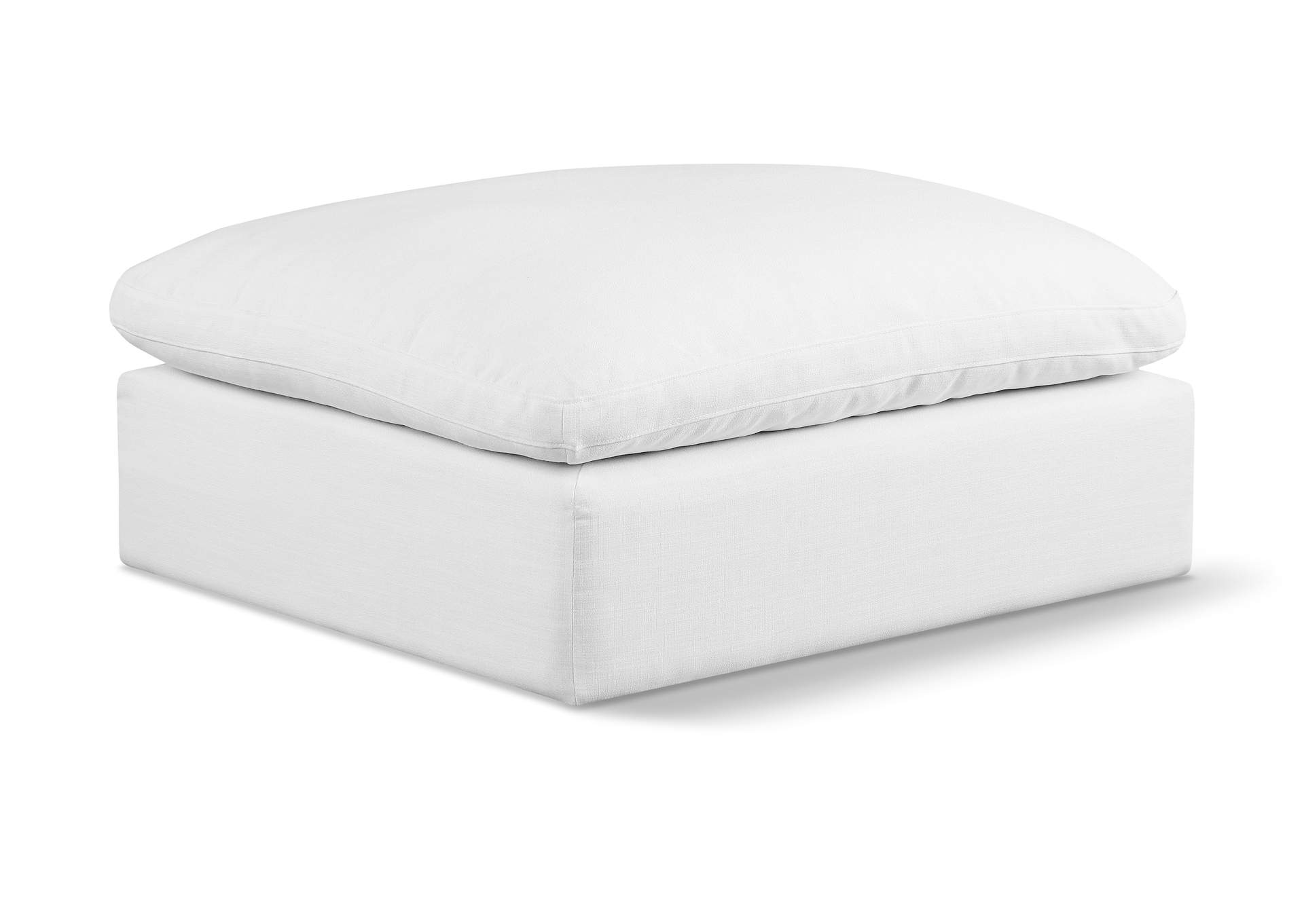 Comfy White Linen Textured Fabric Modular Ottoman,Meridian Furniture