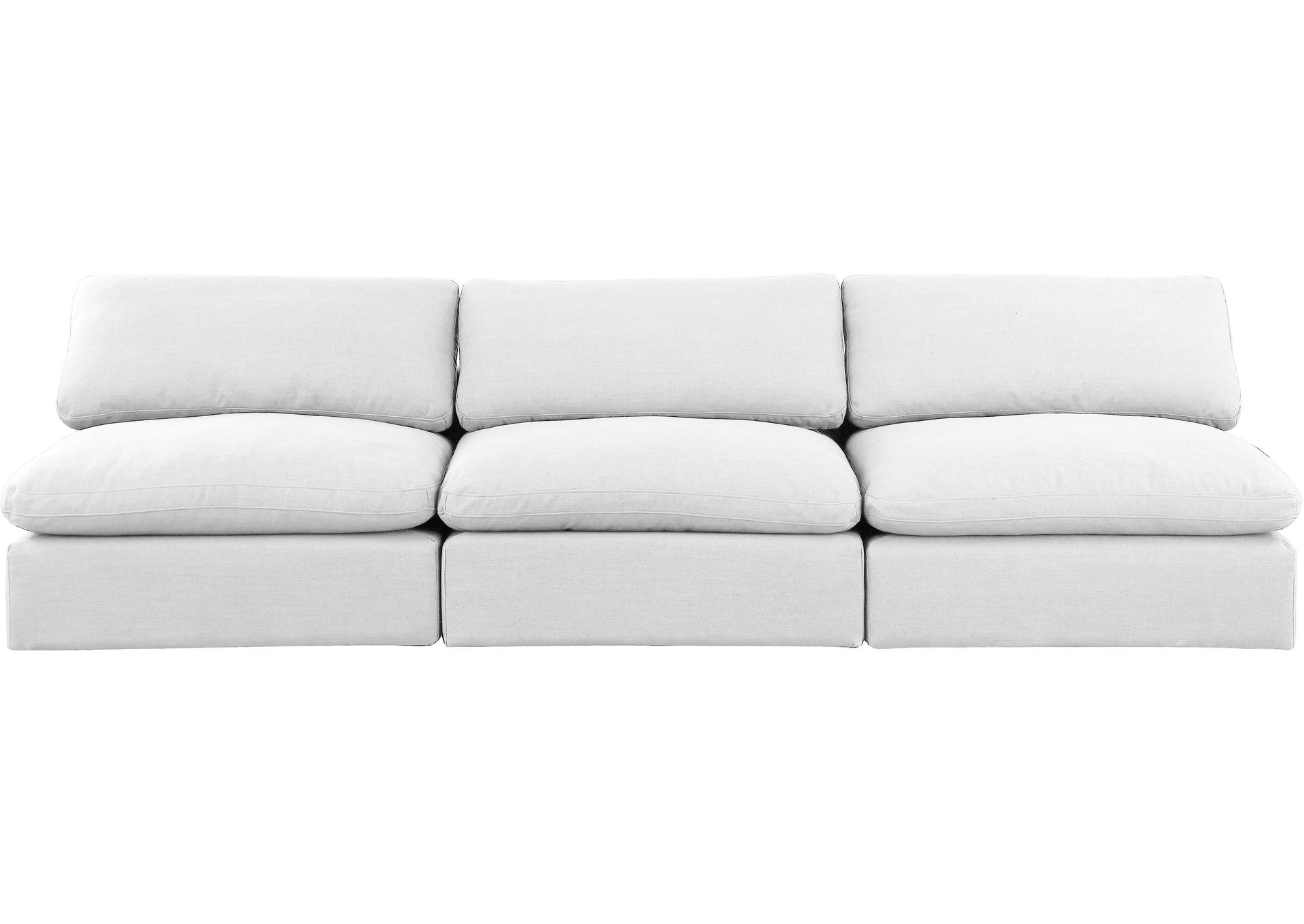 Comfy White Linen Textured Fabric Modular Sofa,Meridian Furniture