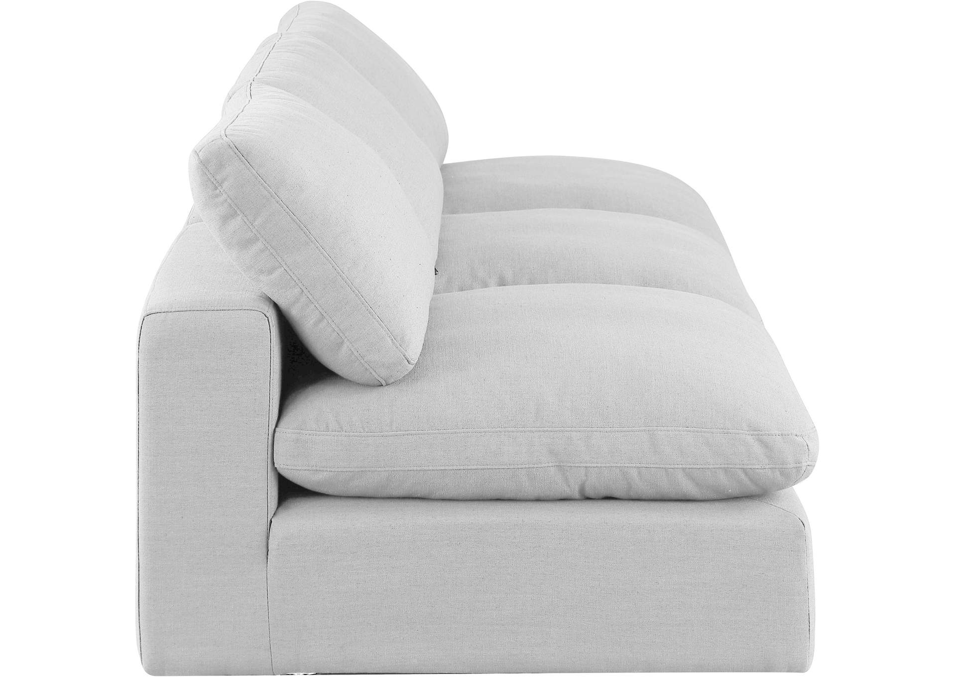 Comfy White Linen Textured Fabric Modular Sofa,Meridian Furniture