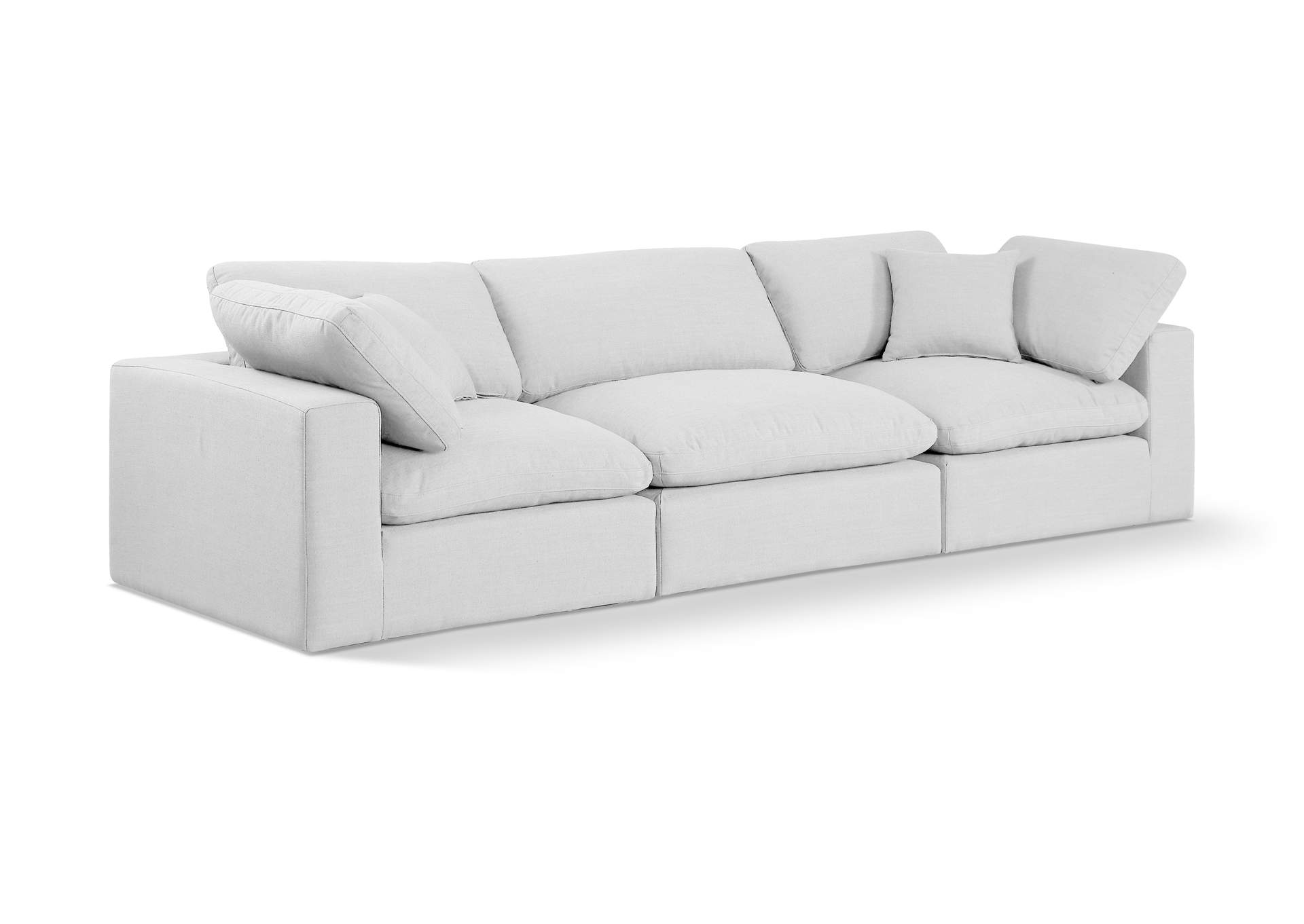 Comfy White Linen Textured Fabric Modular Sofa,Meridian Furniture