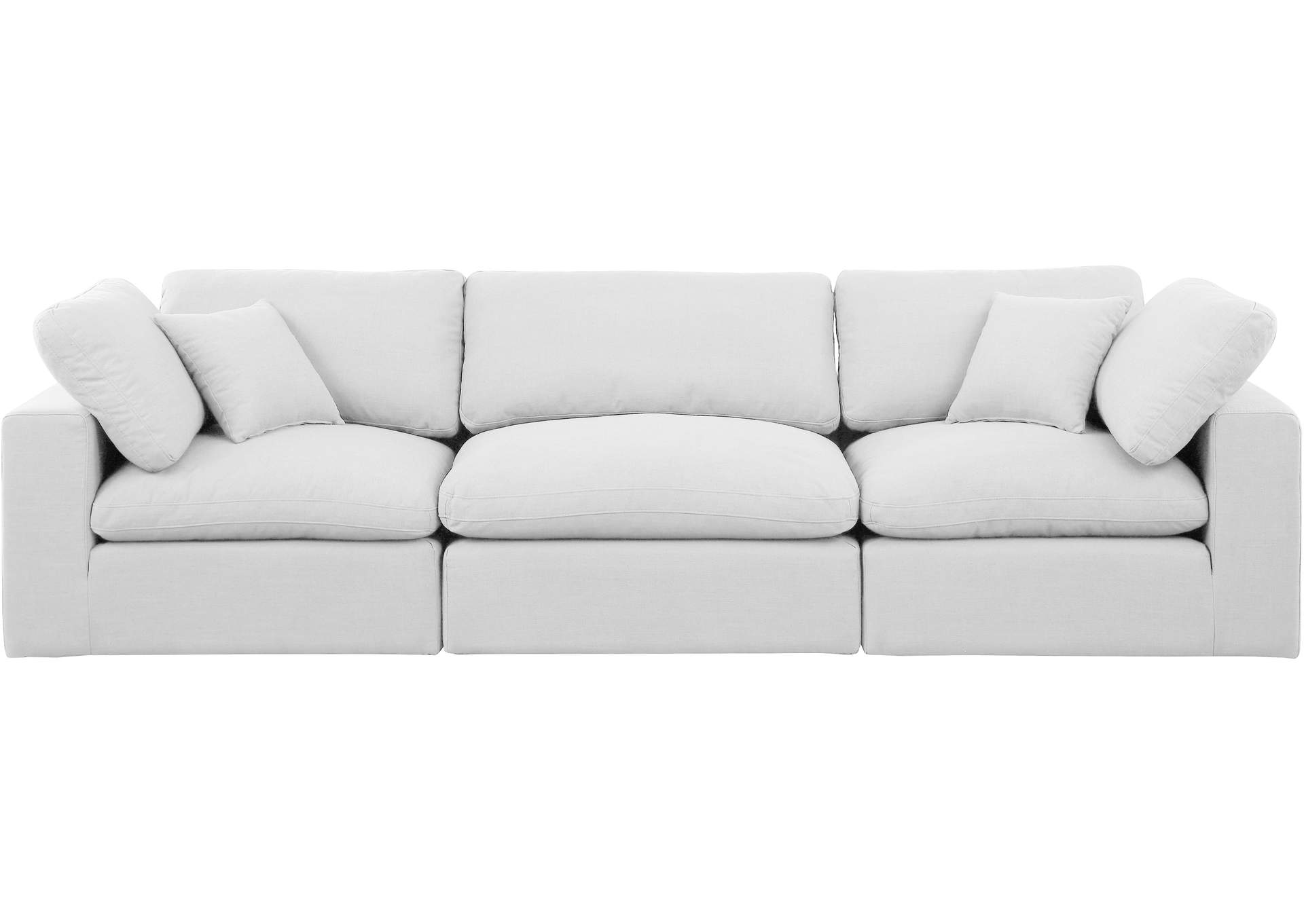 Comfy White Linen Textured Fabric Modular Sofa,Meridian Furniture