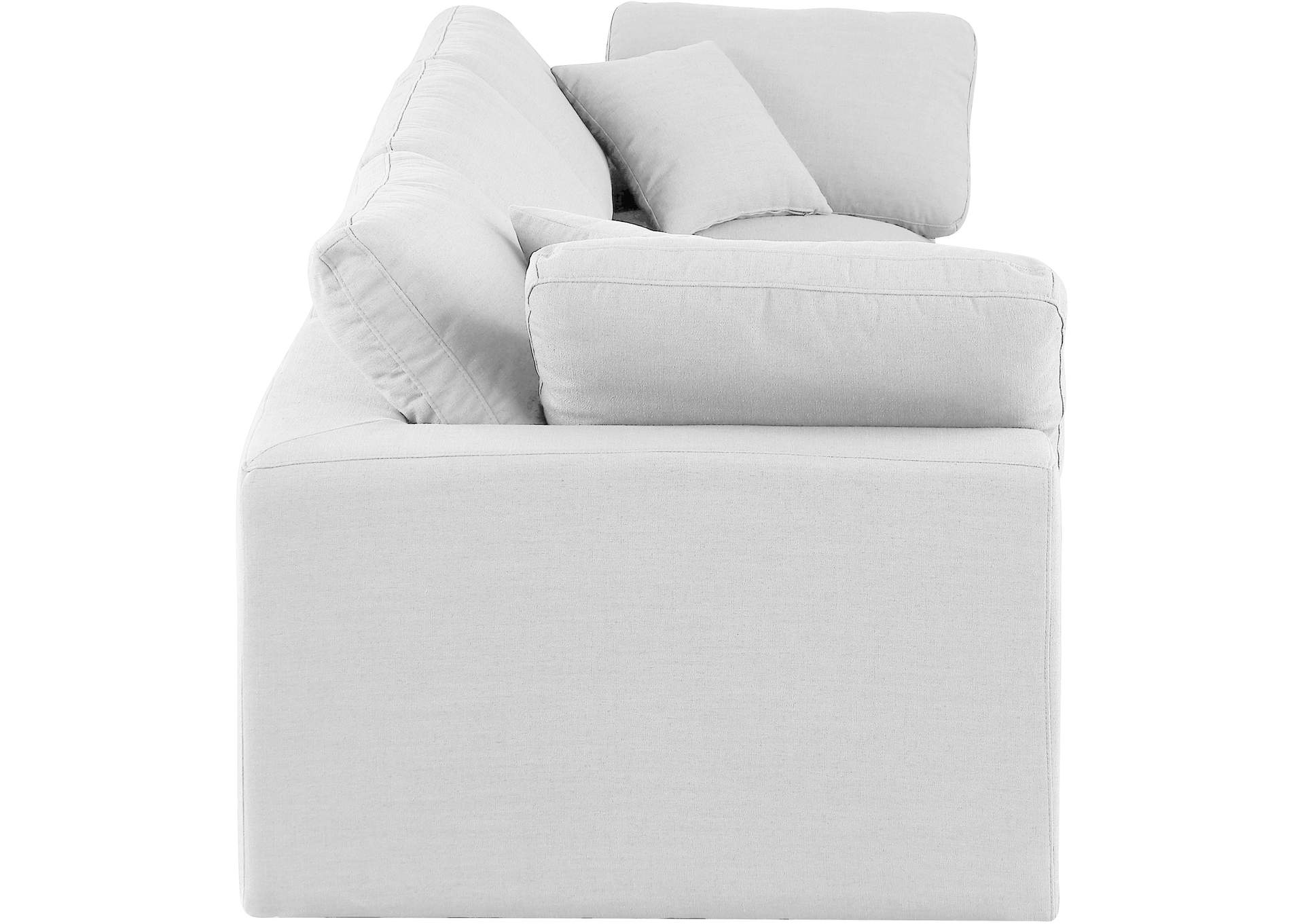 Comfy White Linen Textured Fabric Modular Sofa,Meridian Furniture