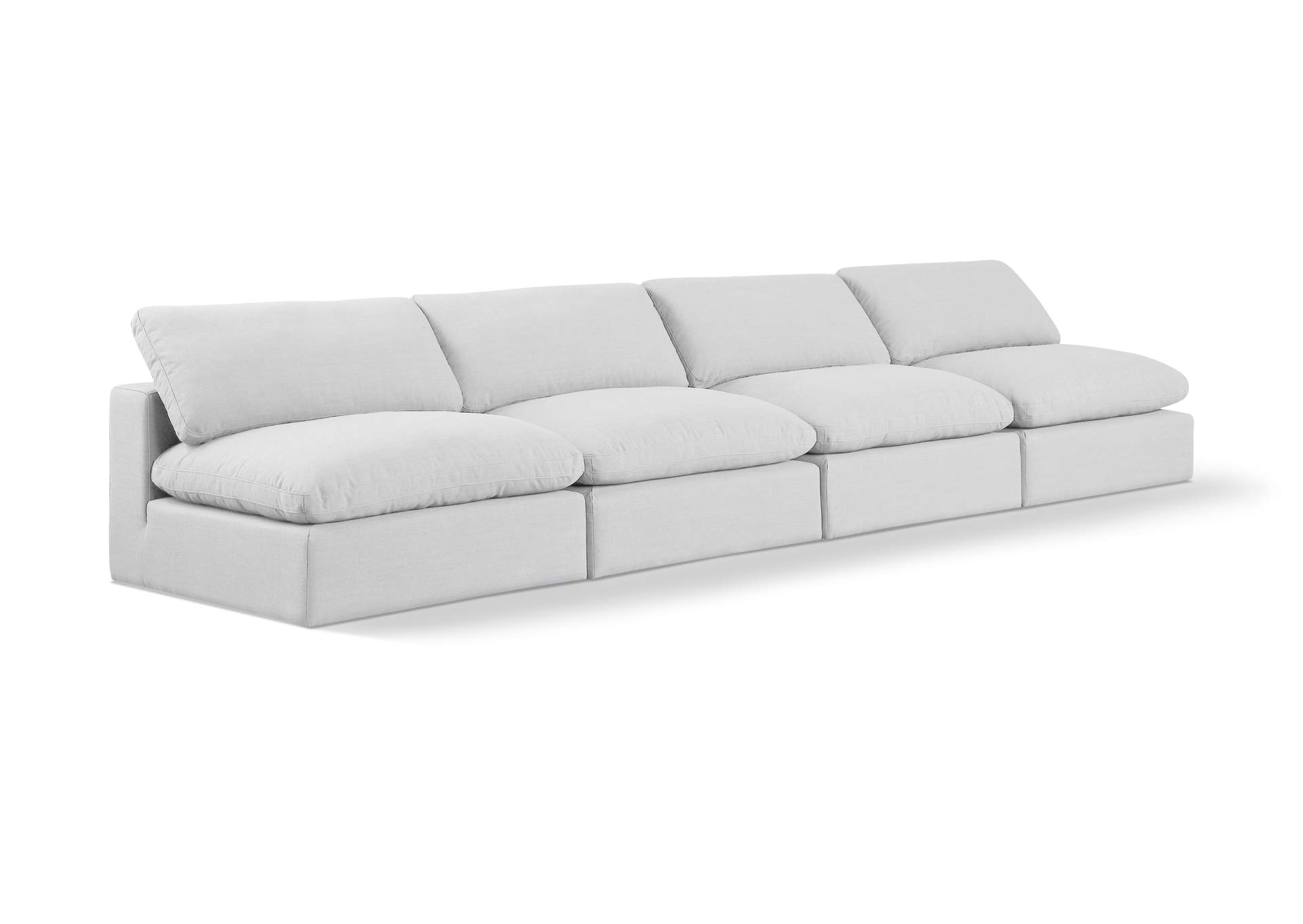 Comfy White Linen Textured Fabric Modular Sofa,Meridian Furniture