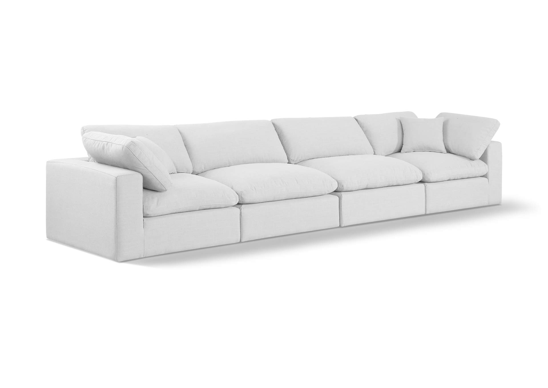 Comfy White Linen Textured Fabric Modular Sofa,Meridian Furniture