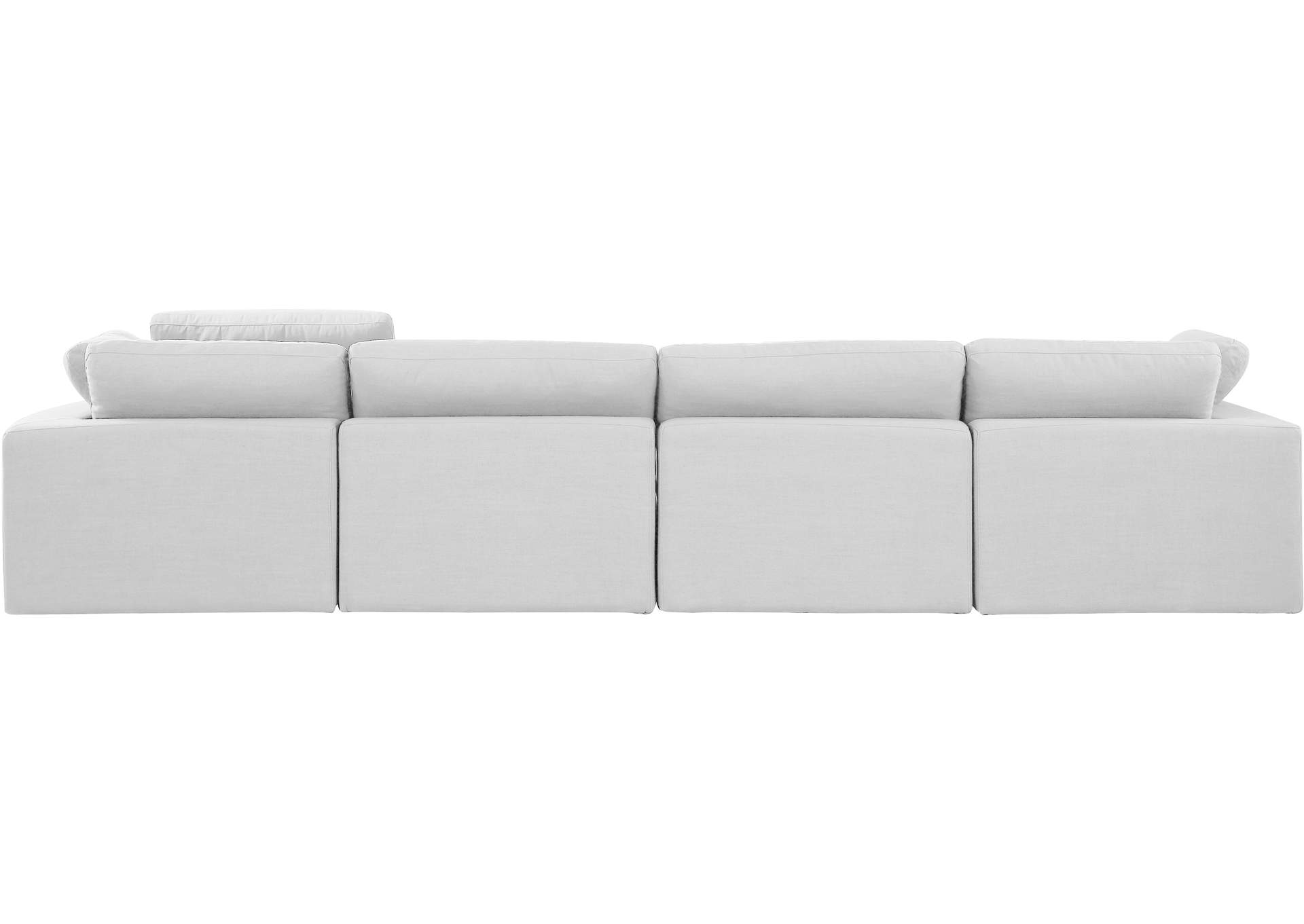 Comfy White Linen Textured Fabric Modular Sofa,Meridian Furniture
