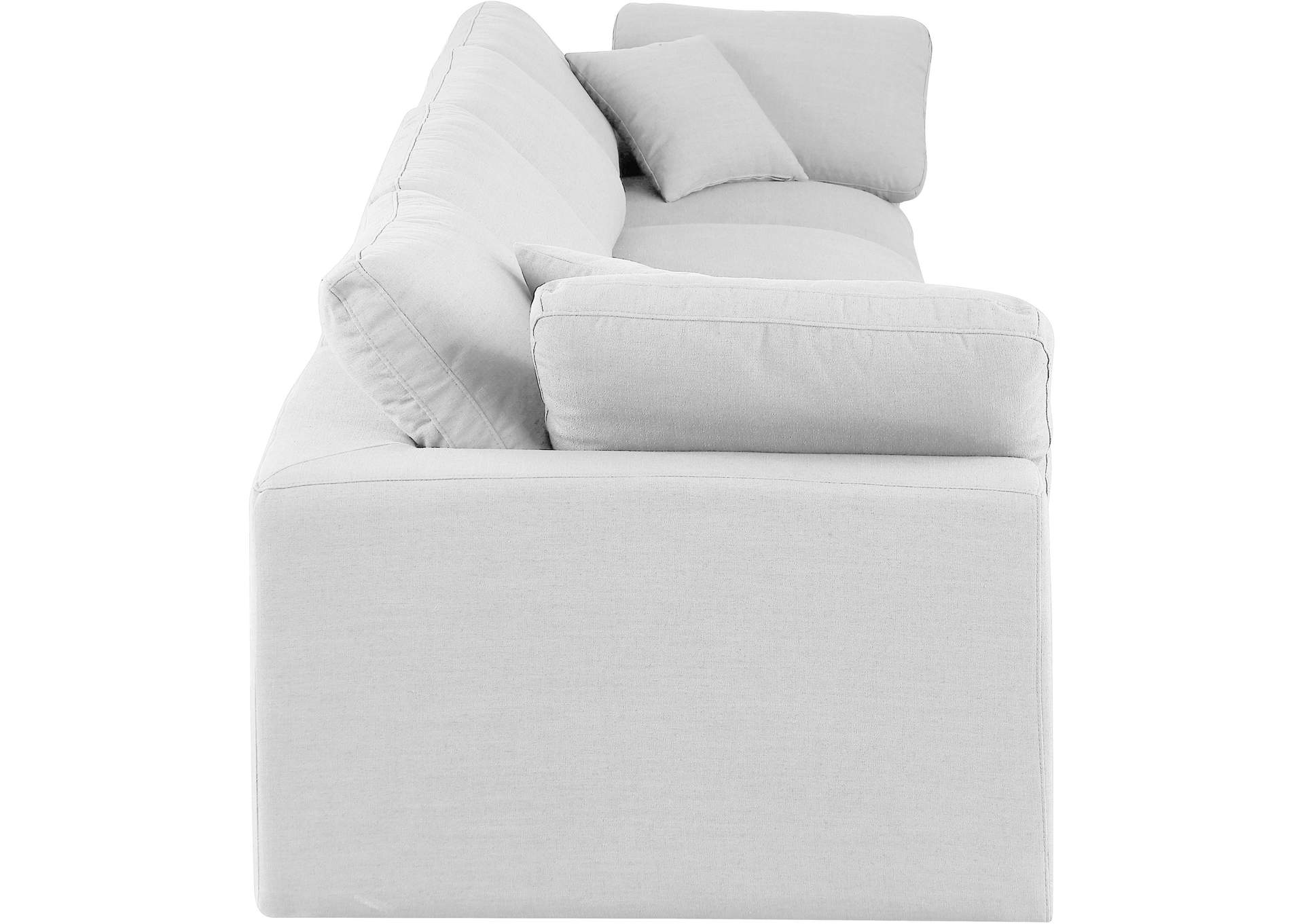Comfy White Linen Textured Fabric Modular Sofa,Meridian Furniture