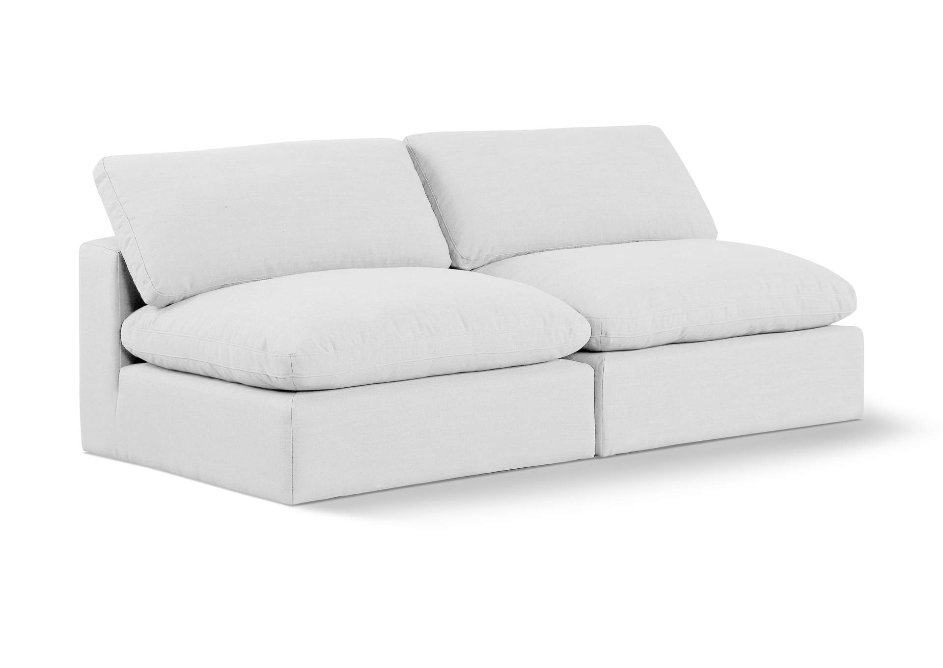 Comfy White Linen Textured Fabric Modular Sofa,Meridian Furniture