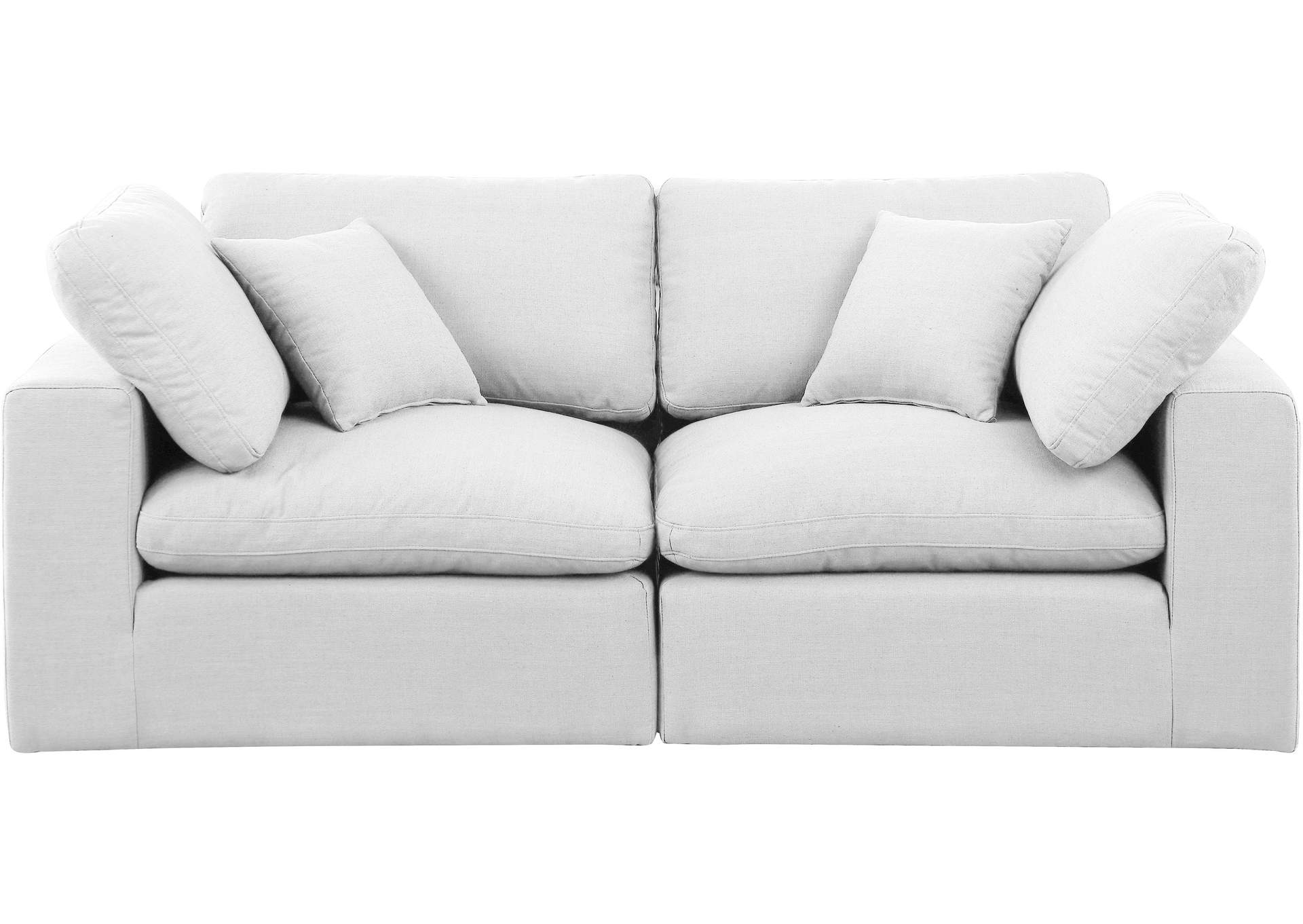 Comfy White Linen Textured Fabric Modular Sofa,Meridian Furniture