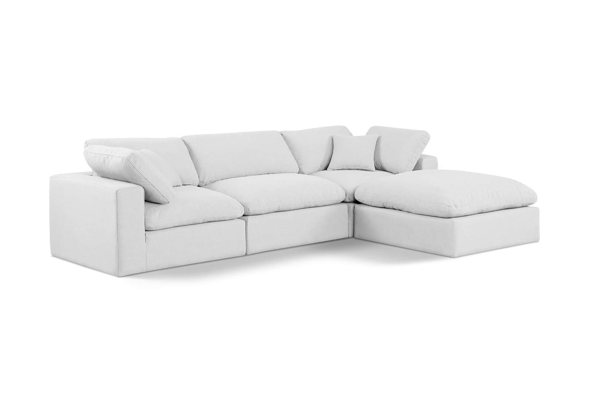 Comfy White Linen Textured Fabric Modular Sectional,Meridian Furniture