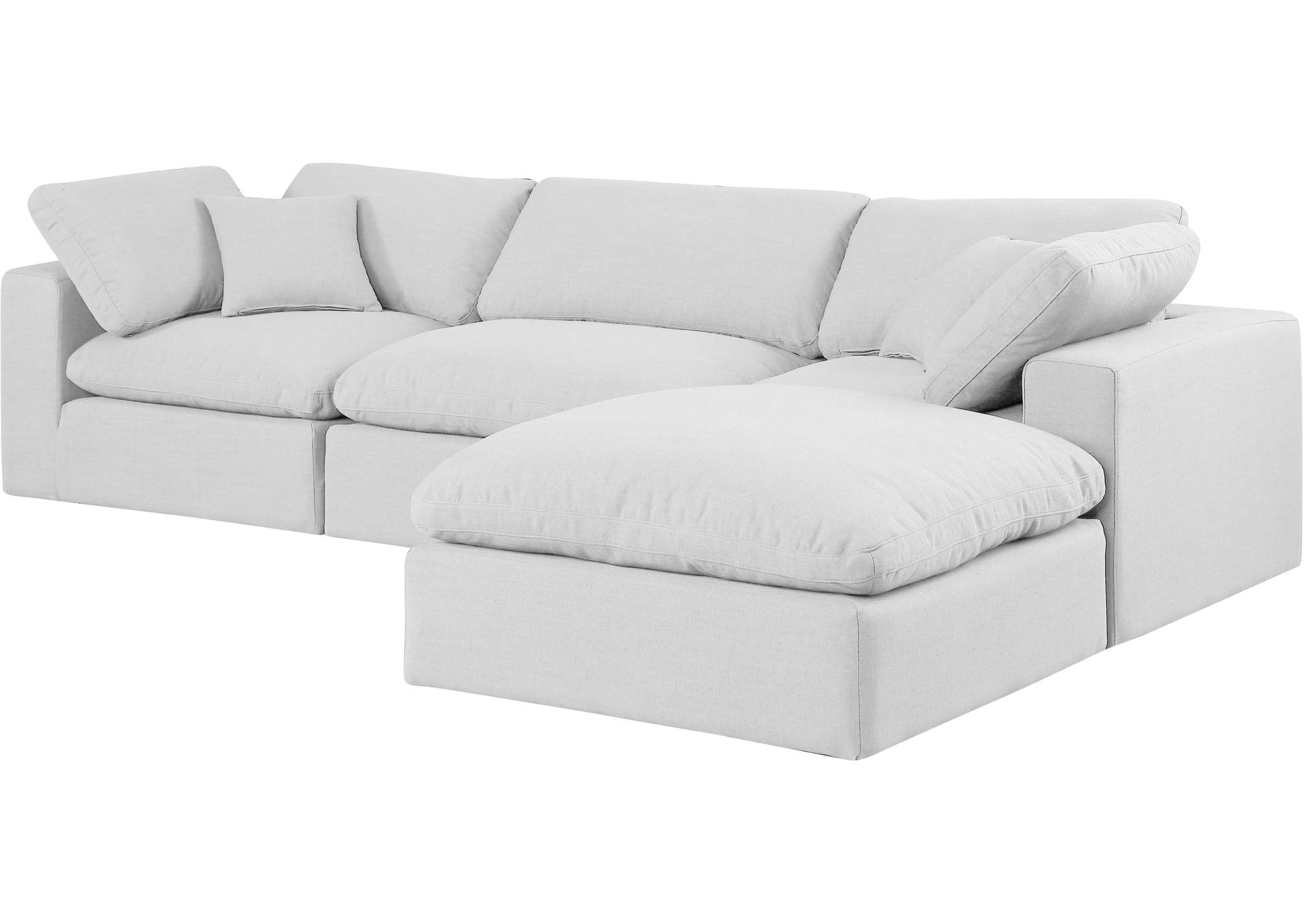Comfy White Linen Textured Fabric Modular Sectional,Meridian Furniture