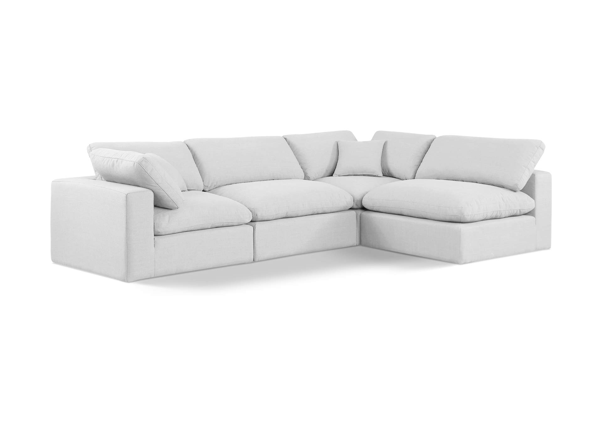 Comfy White Linen Textured Fabric Modular Sectional,Meridian Furniture