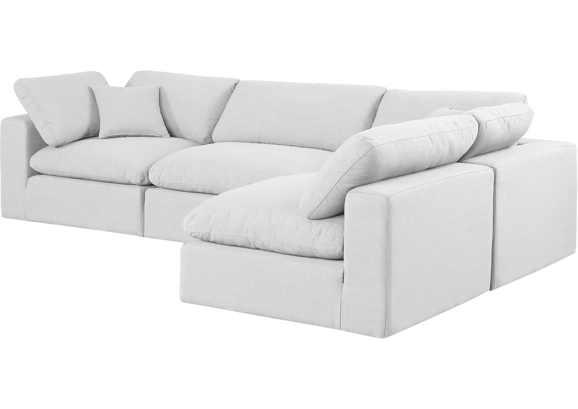 Comfy White Linen Textured Fabric Modular Sectional,Meridian Furniture
