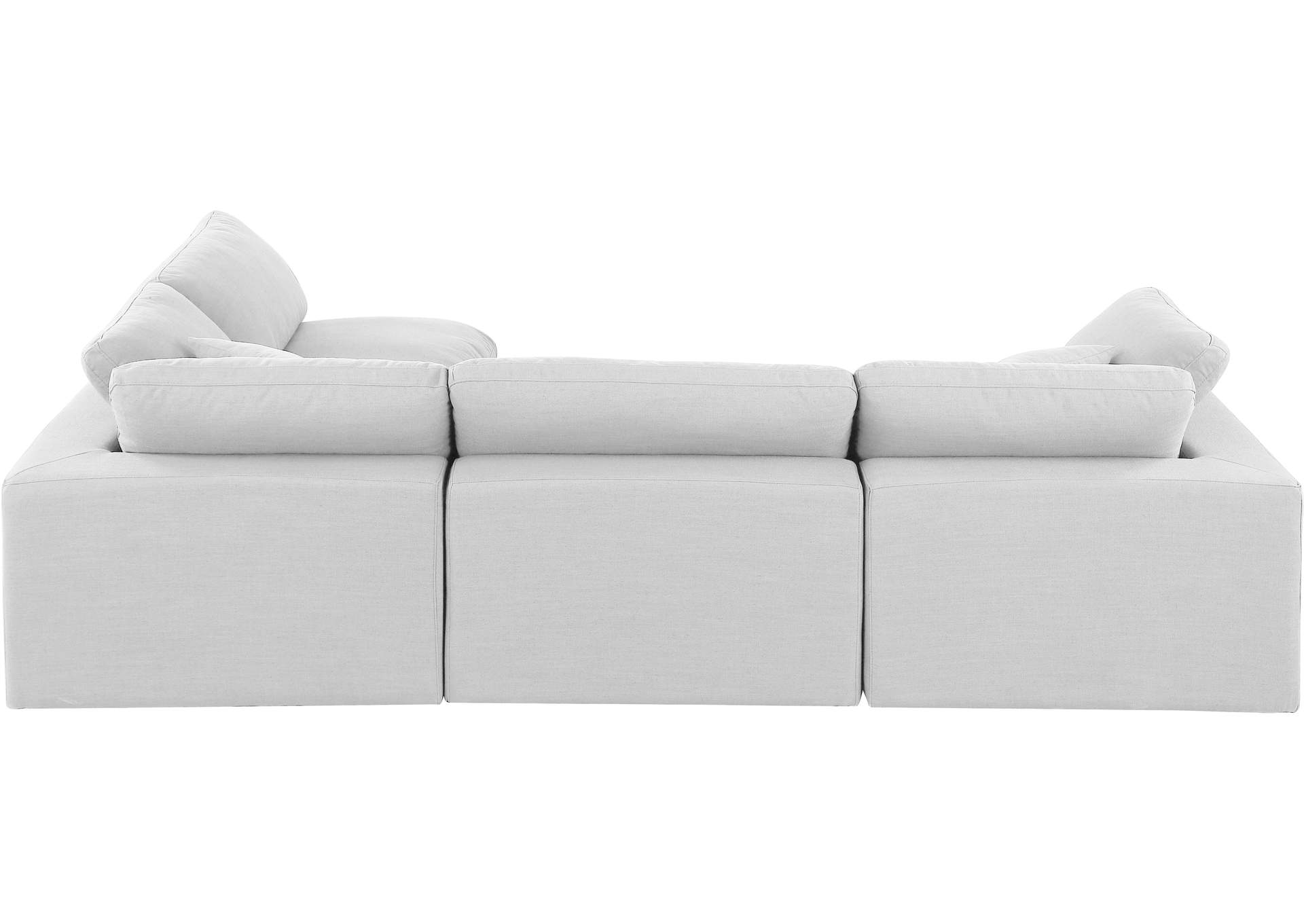 Comfy White Linen Textured Fabric Modular Sectional,Meridian Furniture