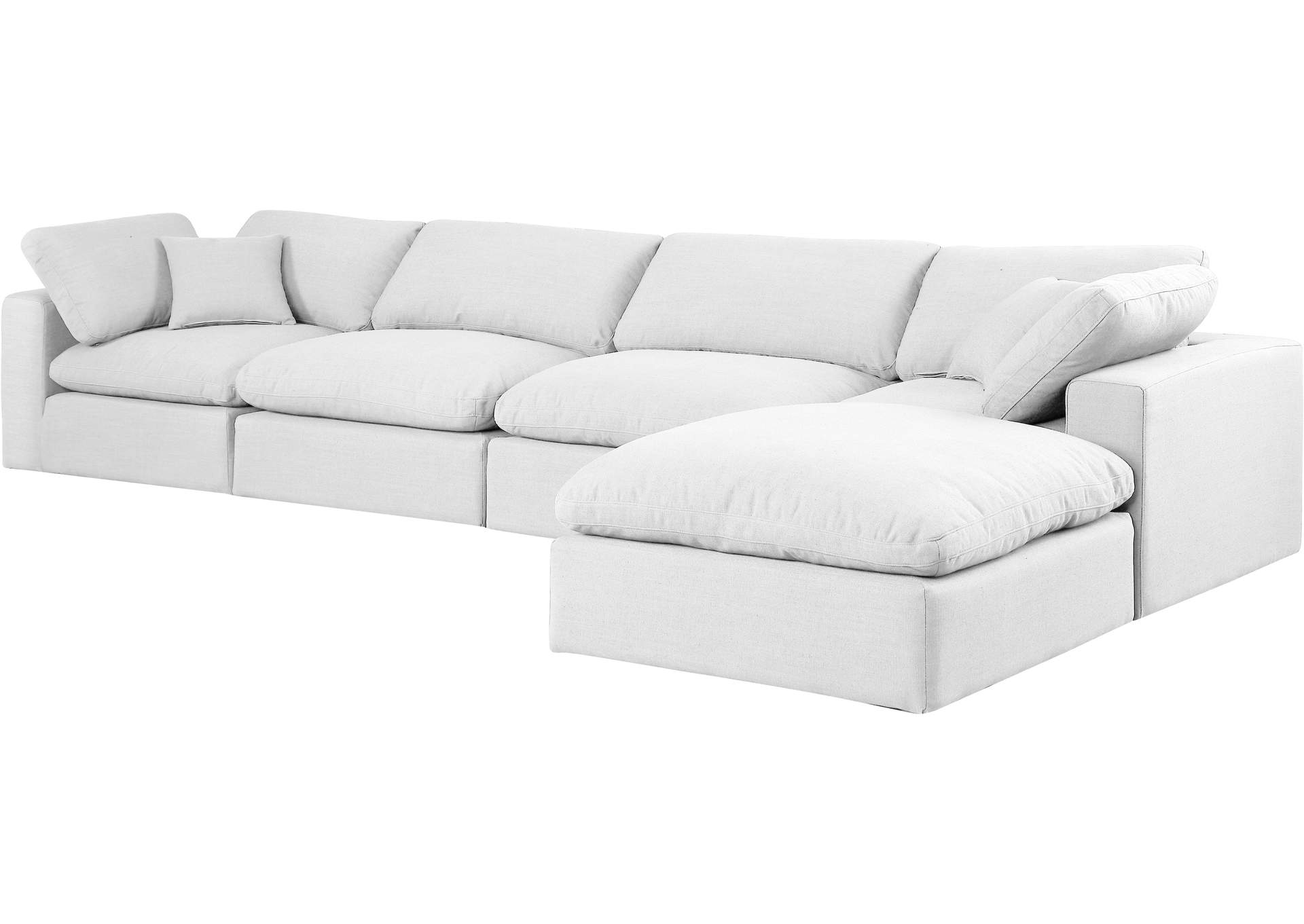Comfy White Linen Textured Fabric Modular Sectional,Meridian Furniture