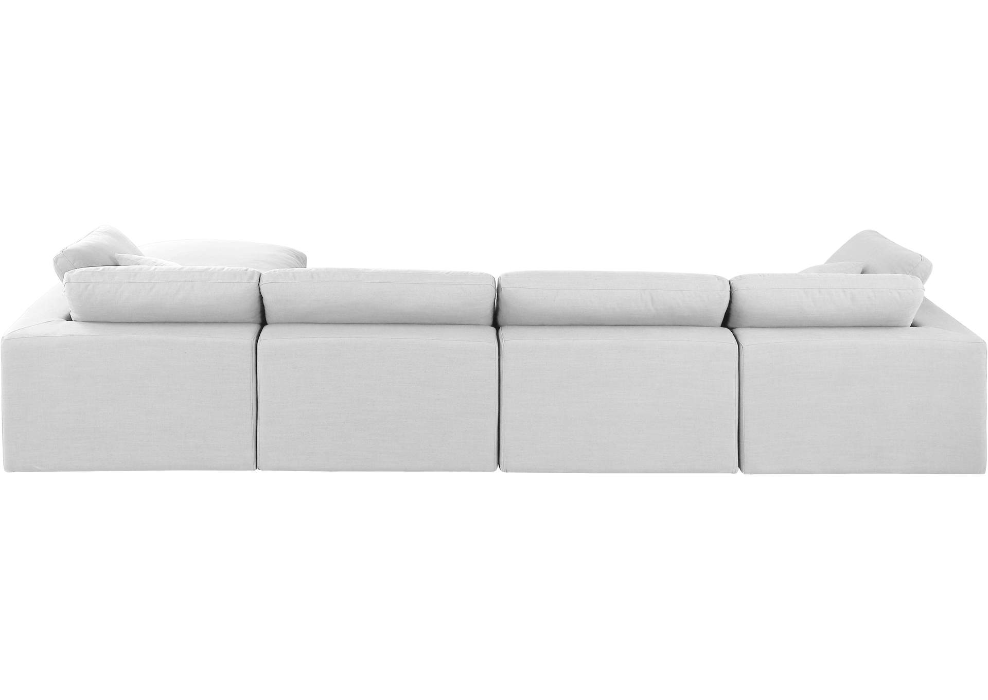 Comfy White Linen Textured Fabric Modular Sectional,Meridian Furniture