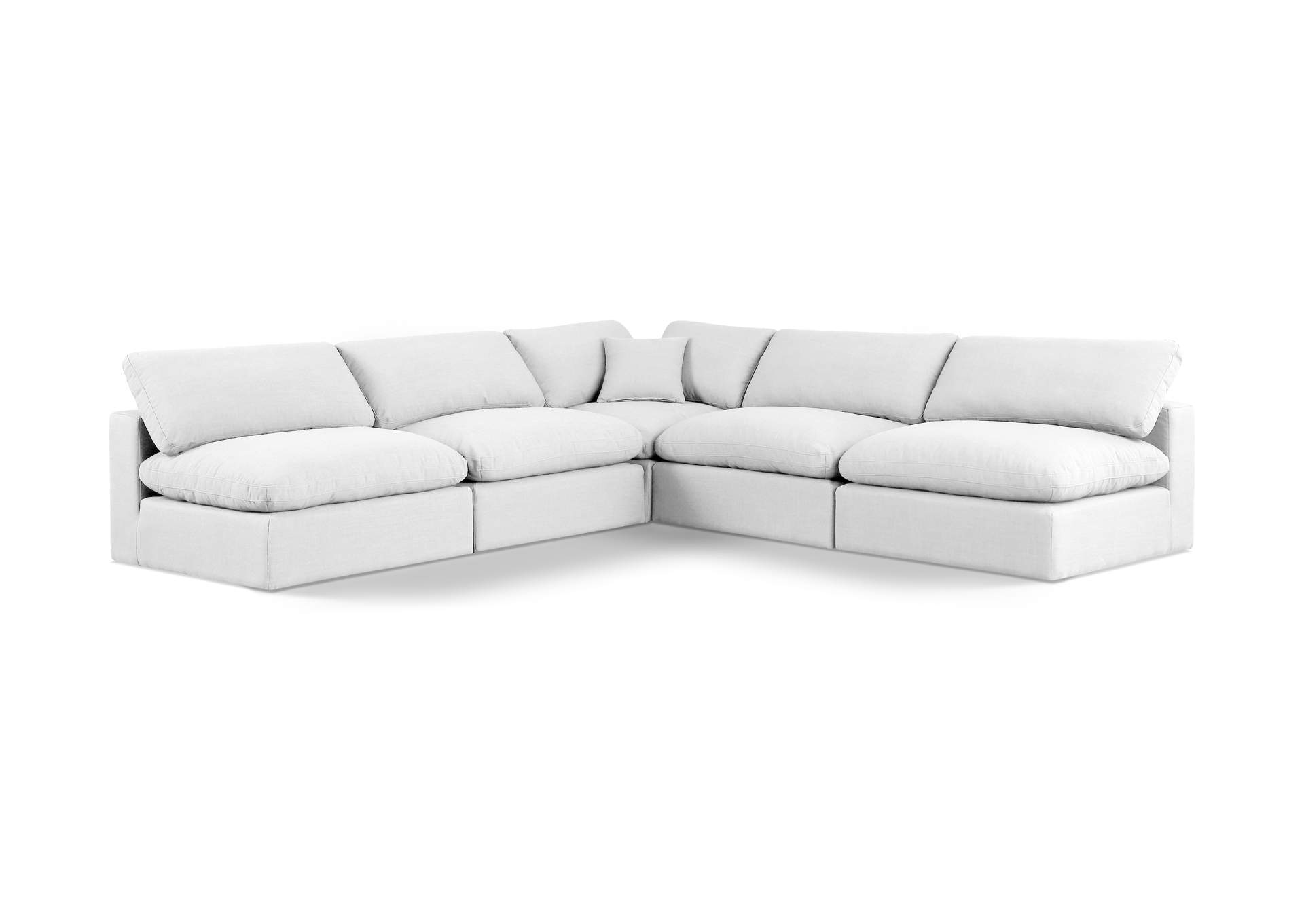 Comfy White Linen Textured Fabric Modular Sectional,Meridian Furniture