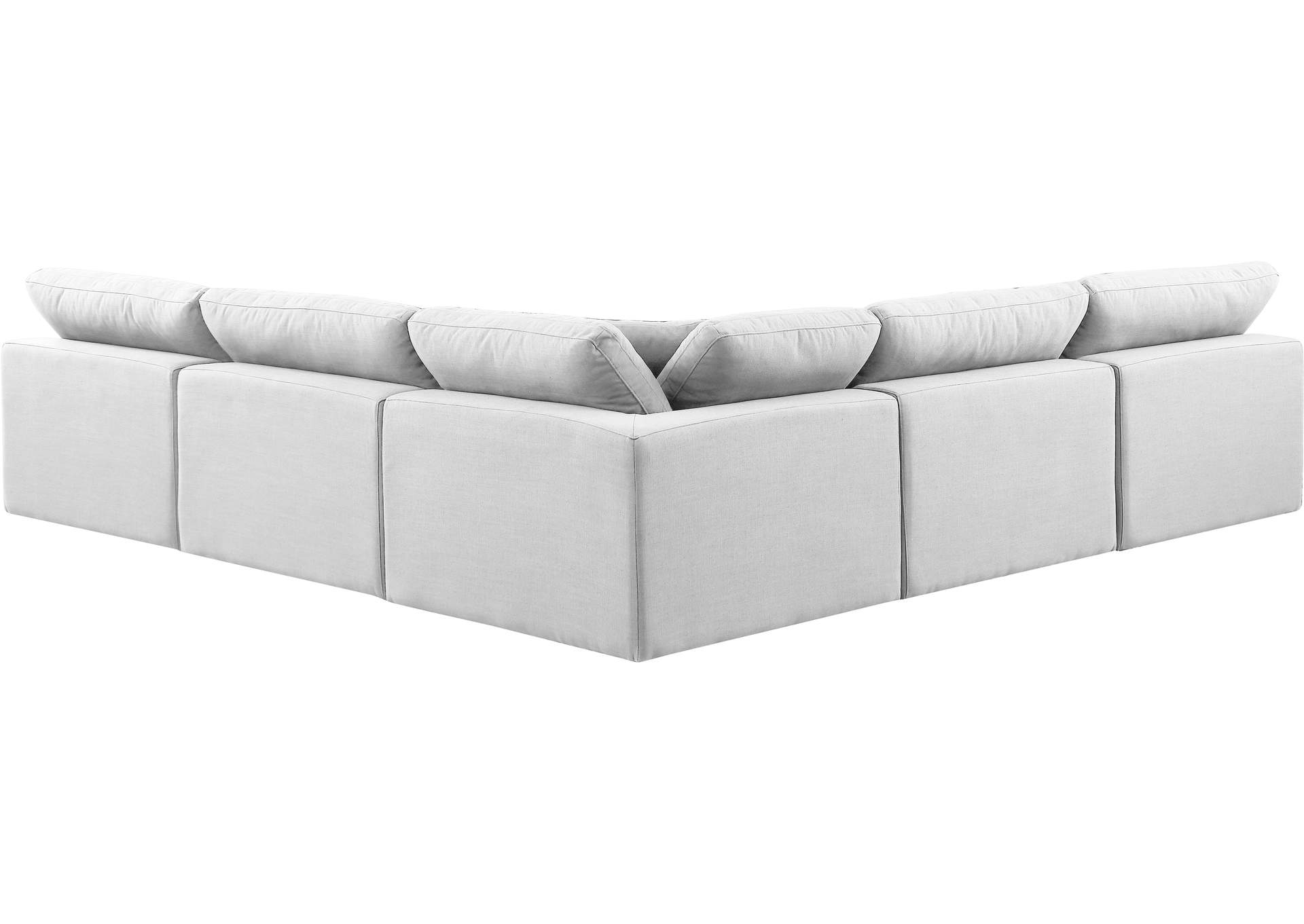 Comfy White Linen Textured Fabric Modular Sectional,Meridian Furniture