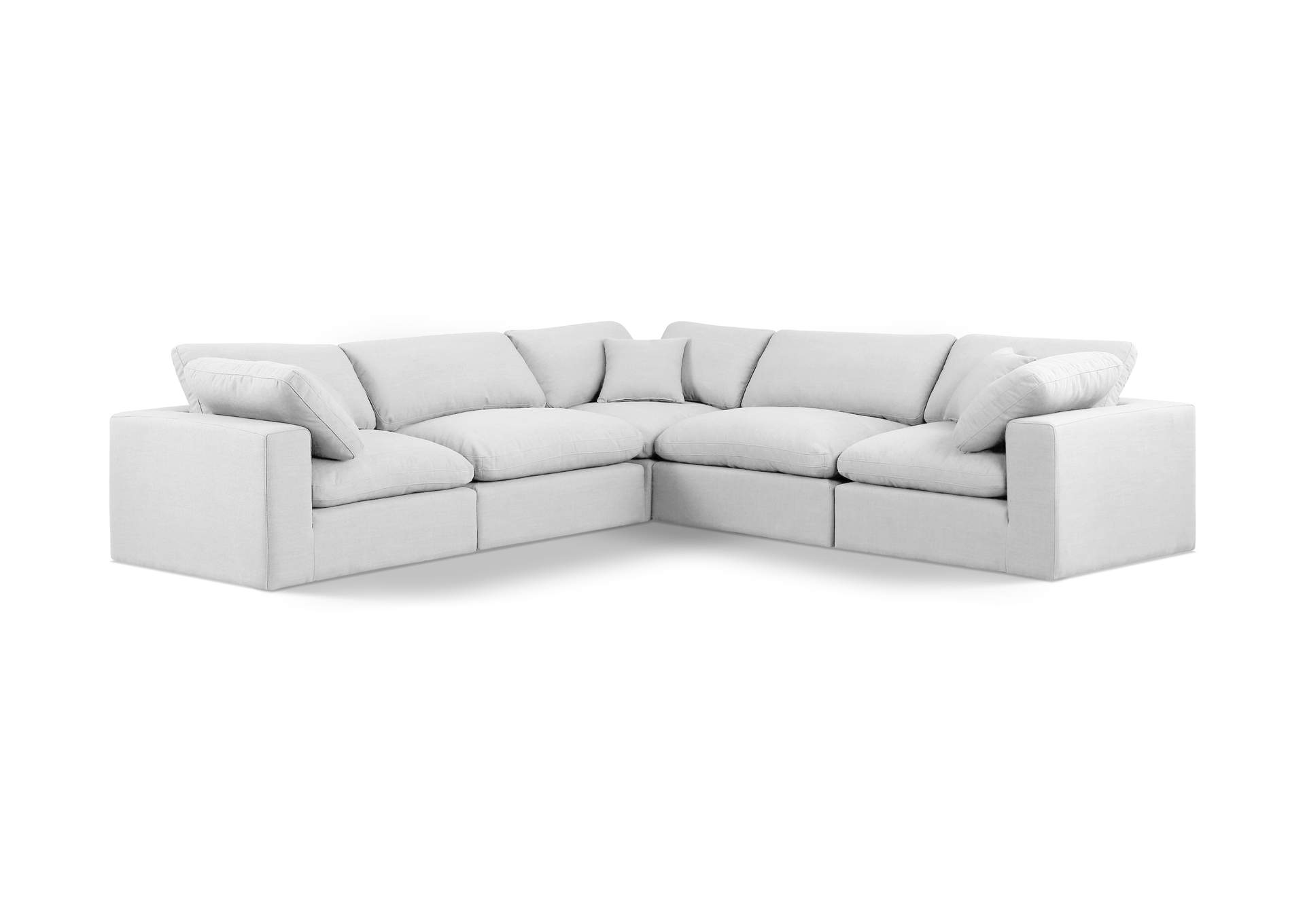Comfy White Linen Textured Fabric Modular Sectional,Meridian Furniture