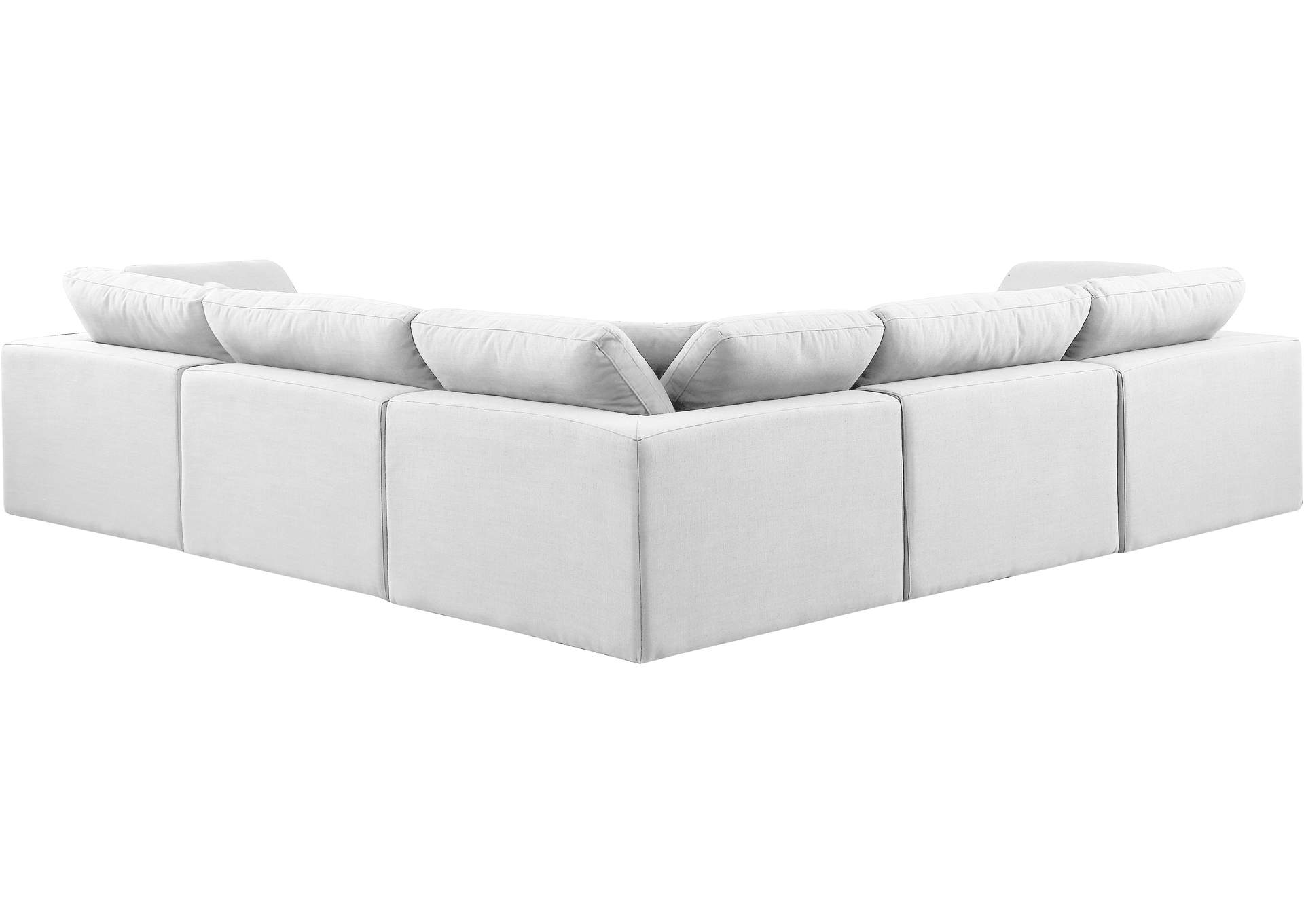 Comfy White Linen Textured Fabric Modular Sectional,Meridian Furniture