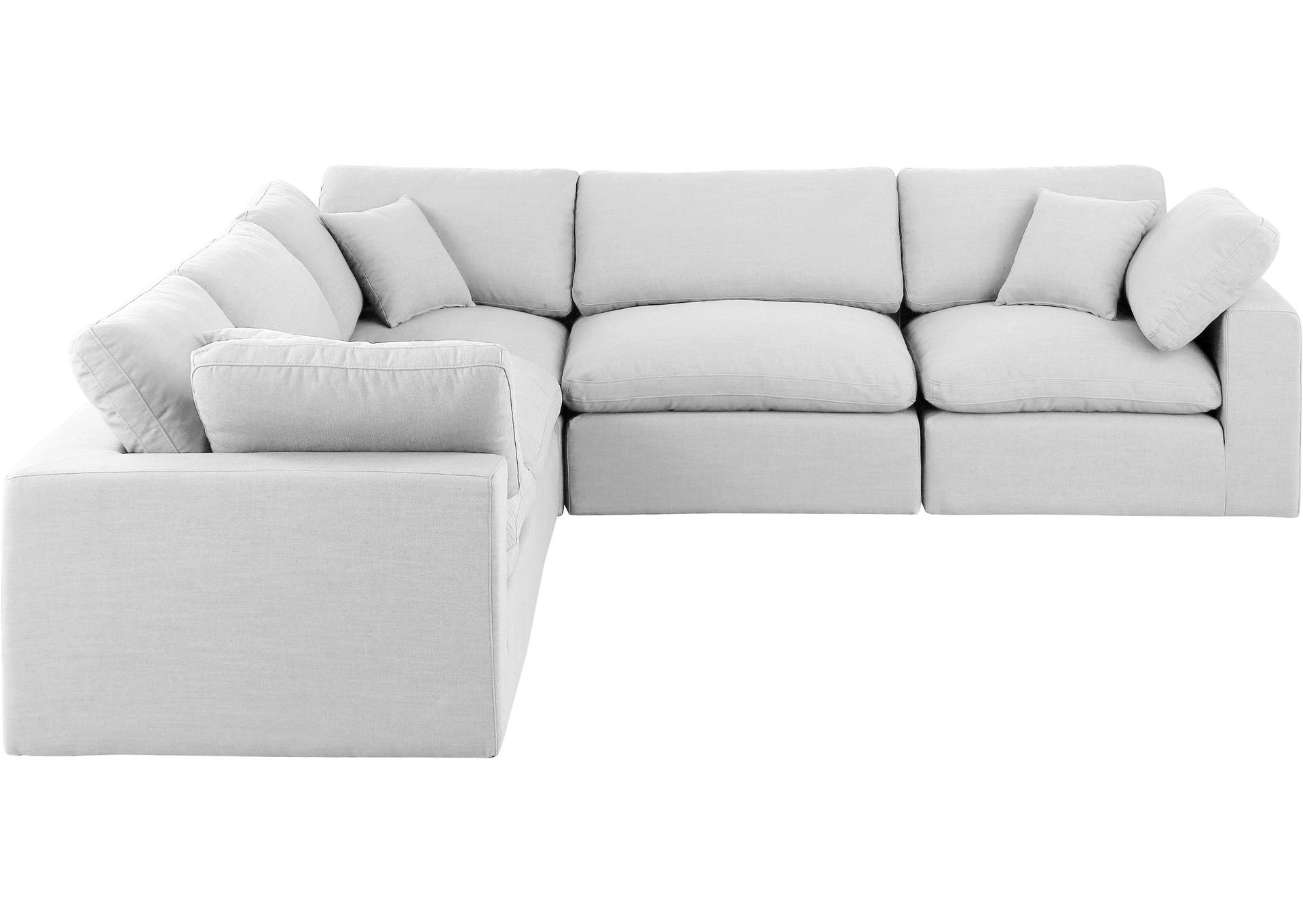 Comfy White Linen Textured Fabric Modular Sectional,Meridian Furniture