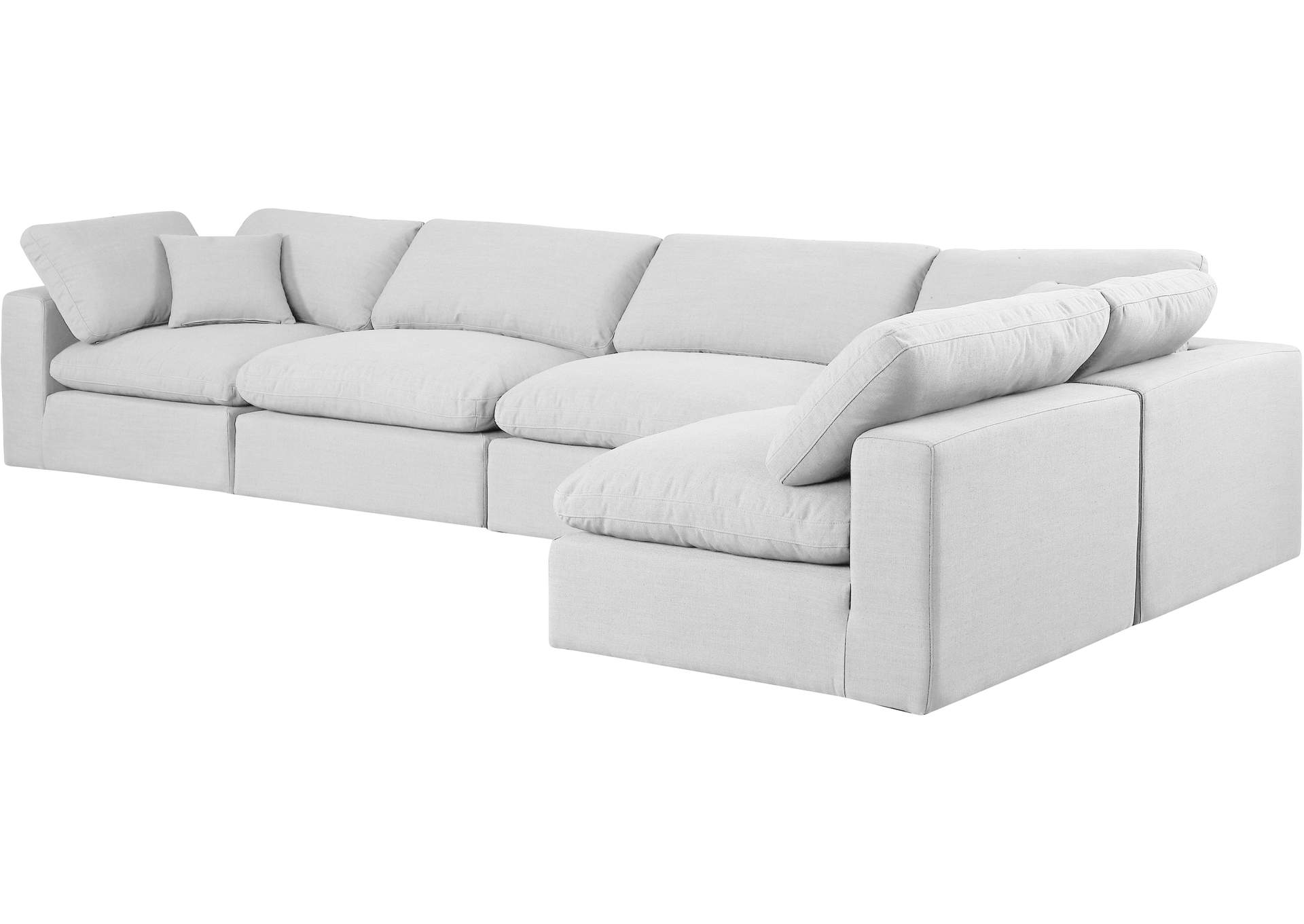 Comfy White Linen Textured Fabric Modular Sectional,Meridian Furniture