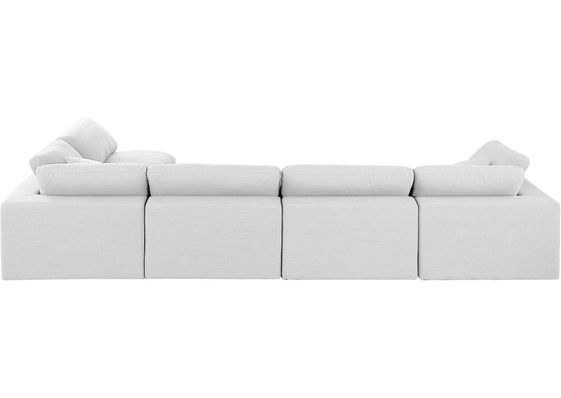 Comfy White Linen Textured Fabric Modular Sectional,Meridian Furniture
