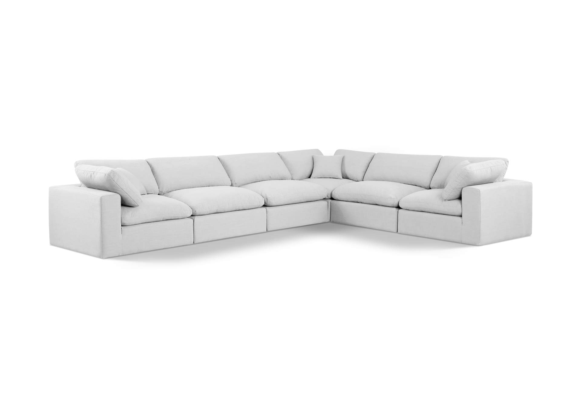 Comfy White Linen Textured Fabric Modular Sectional,Meridian Furniture
