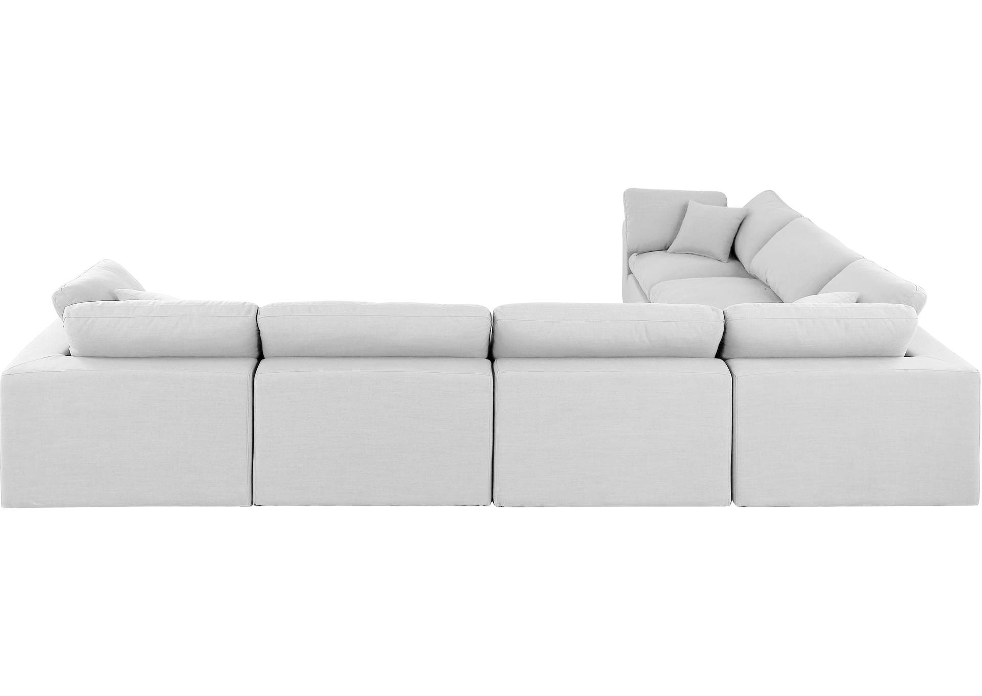 Comfy White Linen Textured Fabric Modular Sectional,Meridian Furniture