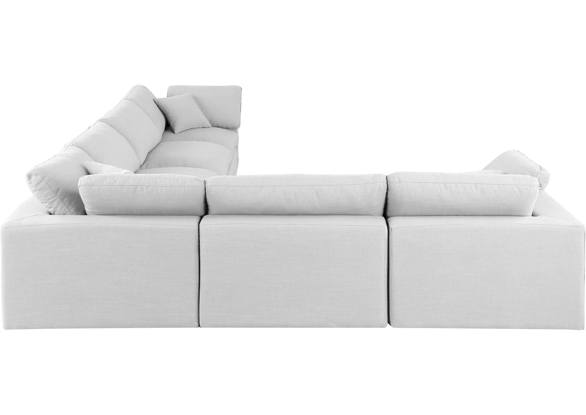Comfy White Linen Textured Fabric Modular Sectional,Meridian Furniture