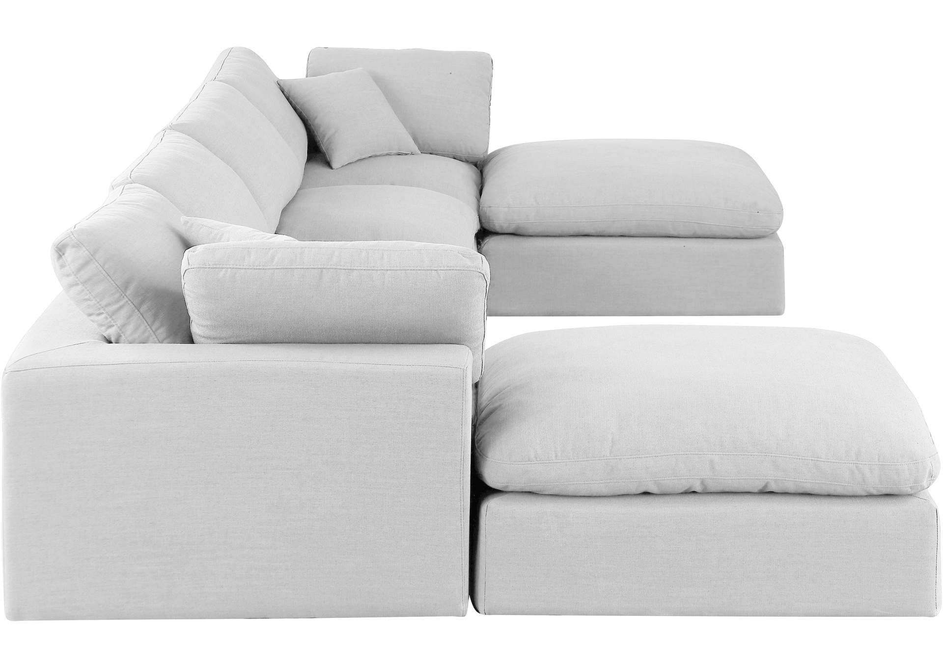 Comfy White Linen Textured Fabric Modular Sectional,Meridian Furniture