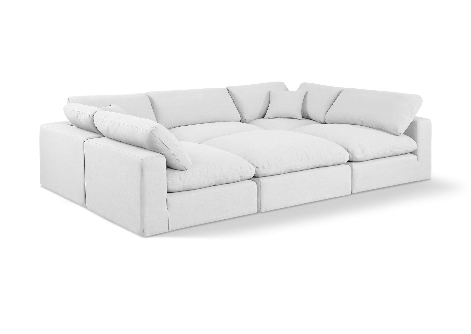 Comfy White Linen Textured Fabric Modular Sectional,Meridian Furniture