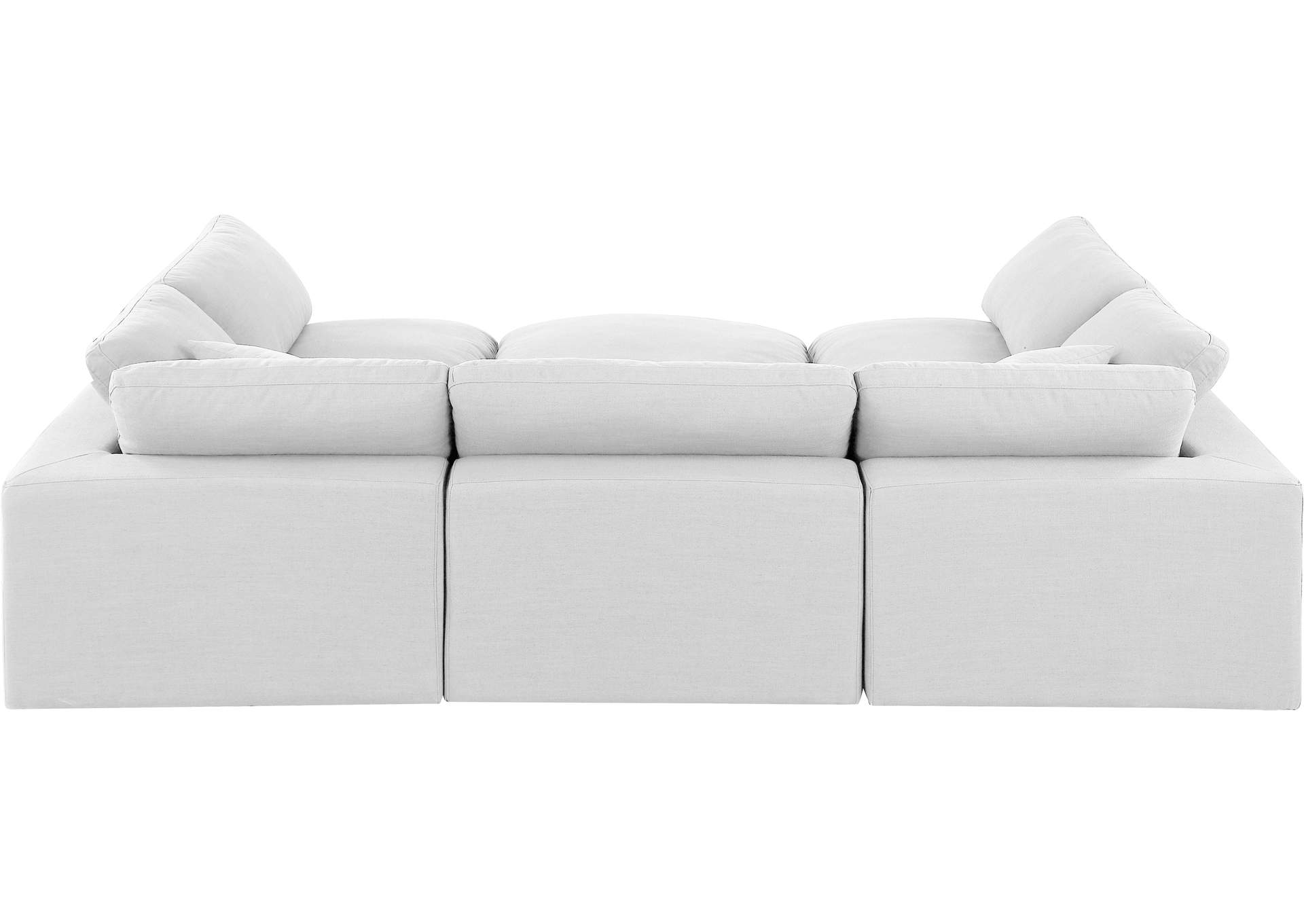 Comfy White Linen Textured Fabric Modular Sectional,Meridian Furniture