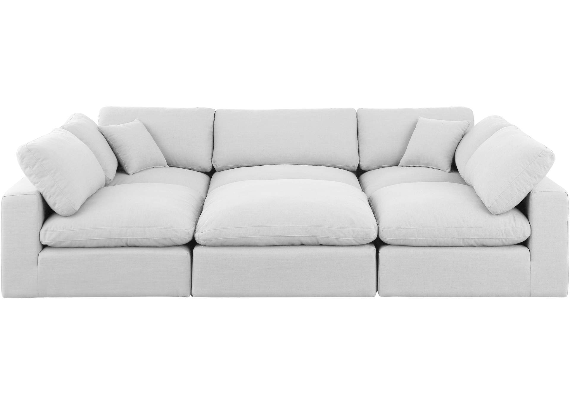 Comfy White Linen Textured Fabric Modular Sectional,Meridian Furniture