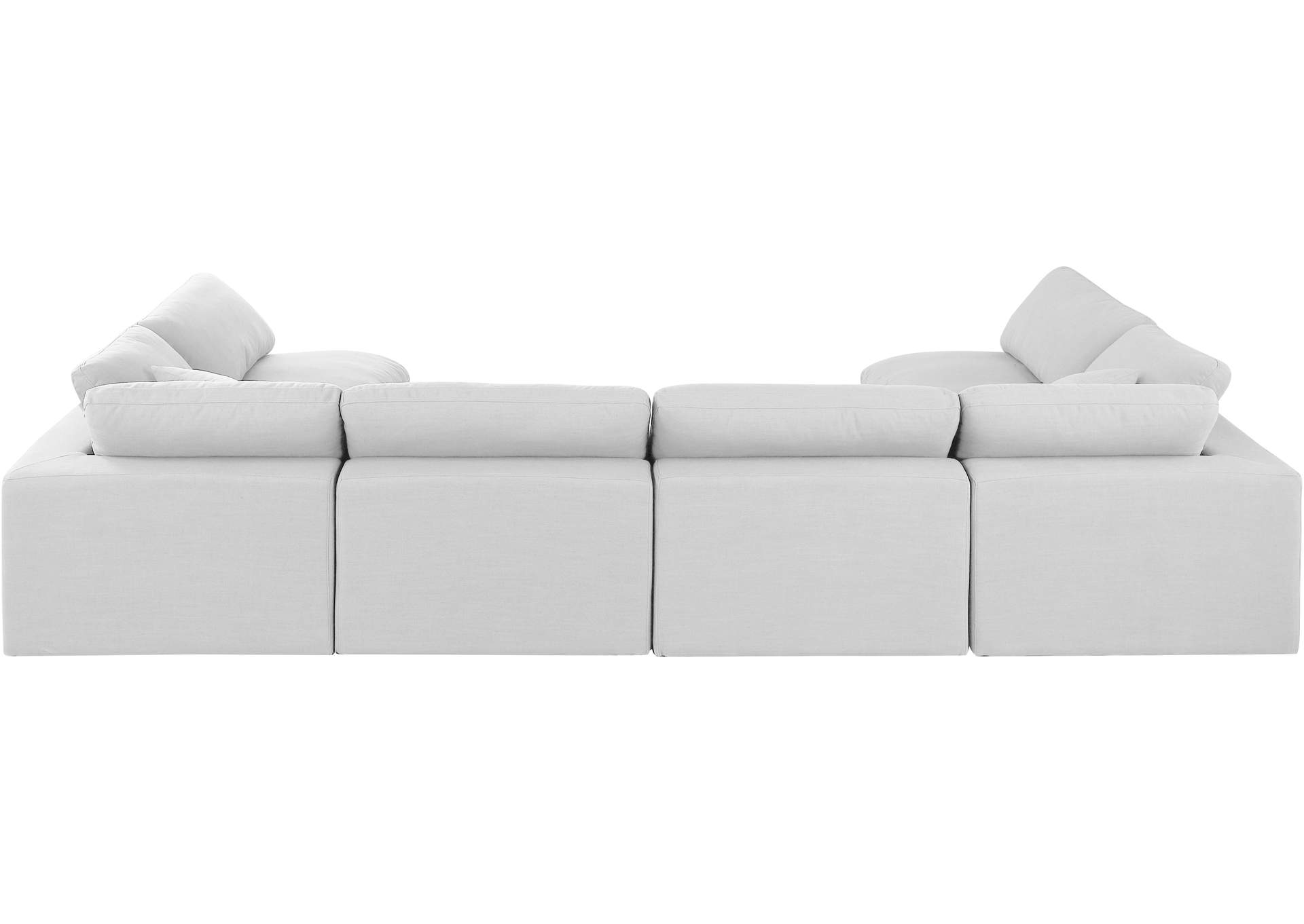 Comfy White Linen Textured Fabric Modular Sectional,Meridian Furniture