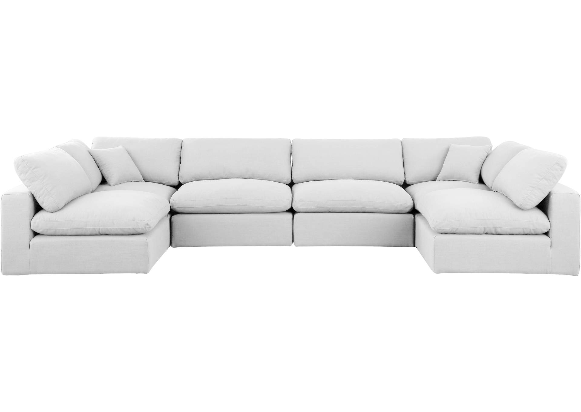 Comfy White Linen Textured Fabric Modular Sectional,Meridian Furniture