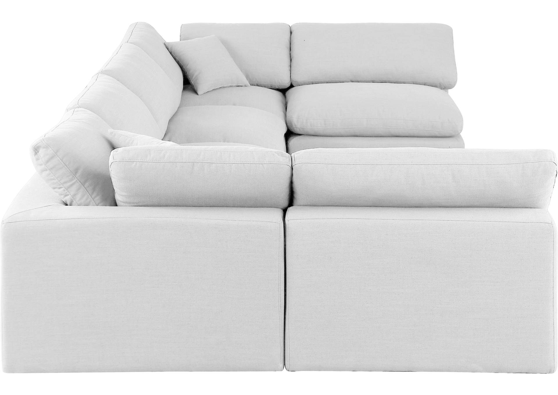 Comfy White Linen Textured Fabric Modular Sectional,Meridian Furniture