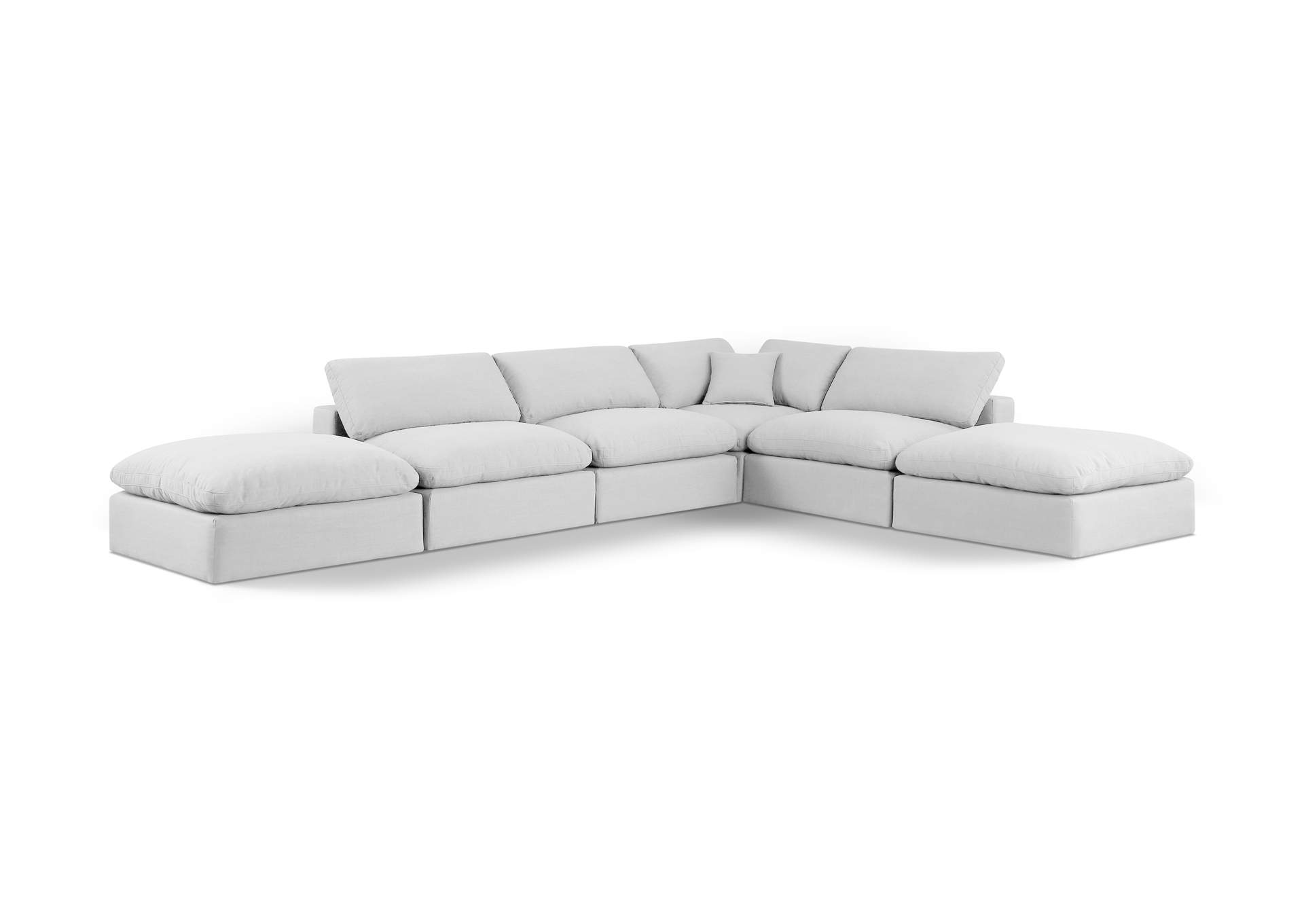 Comfy White Linen Textured Fabric Modular Sectional,Meridian Furniture