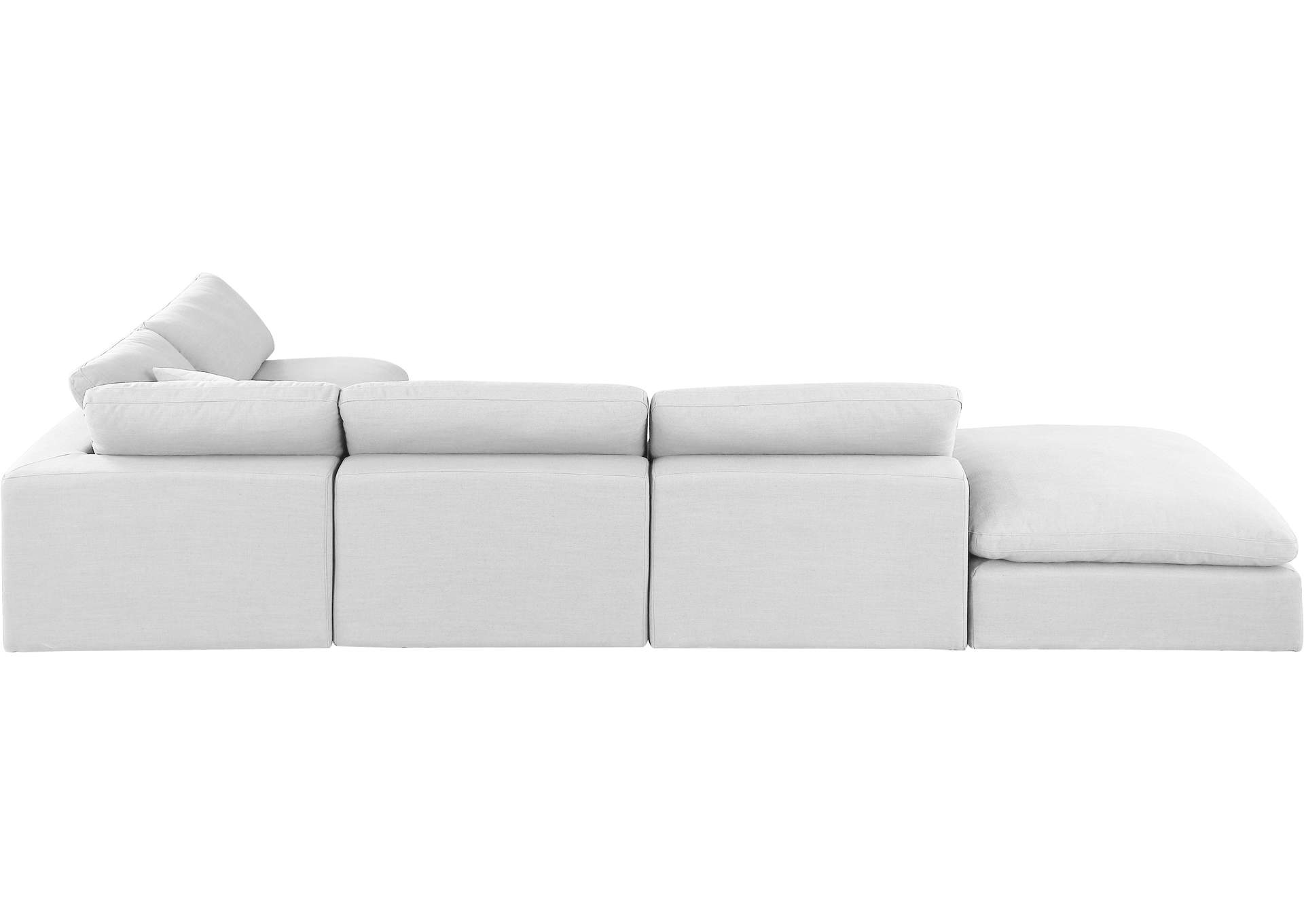 Comfy White Linen Textured Fabric Modular Sectional,Meridian Furniture