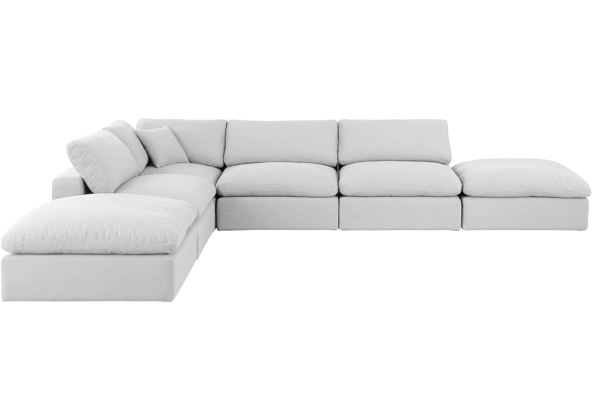 Comfy White Linen Textured Fabric Modular Sectional,Meridian Furniture