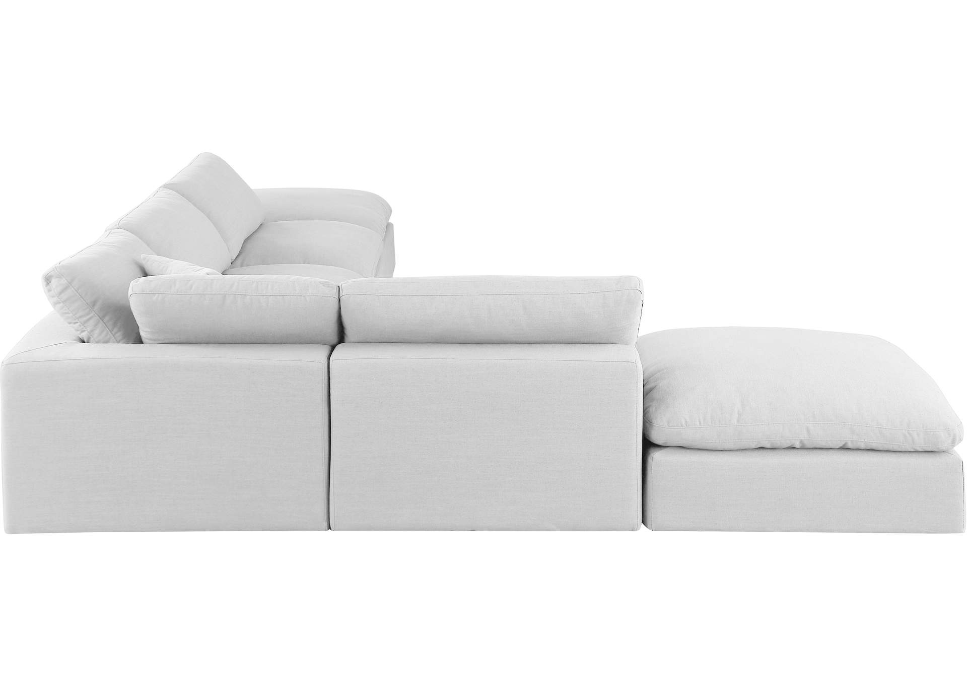 Comfy White Linen Textured Fabric Modular Sectional,Meridian Furniture